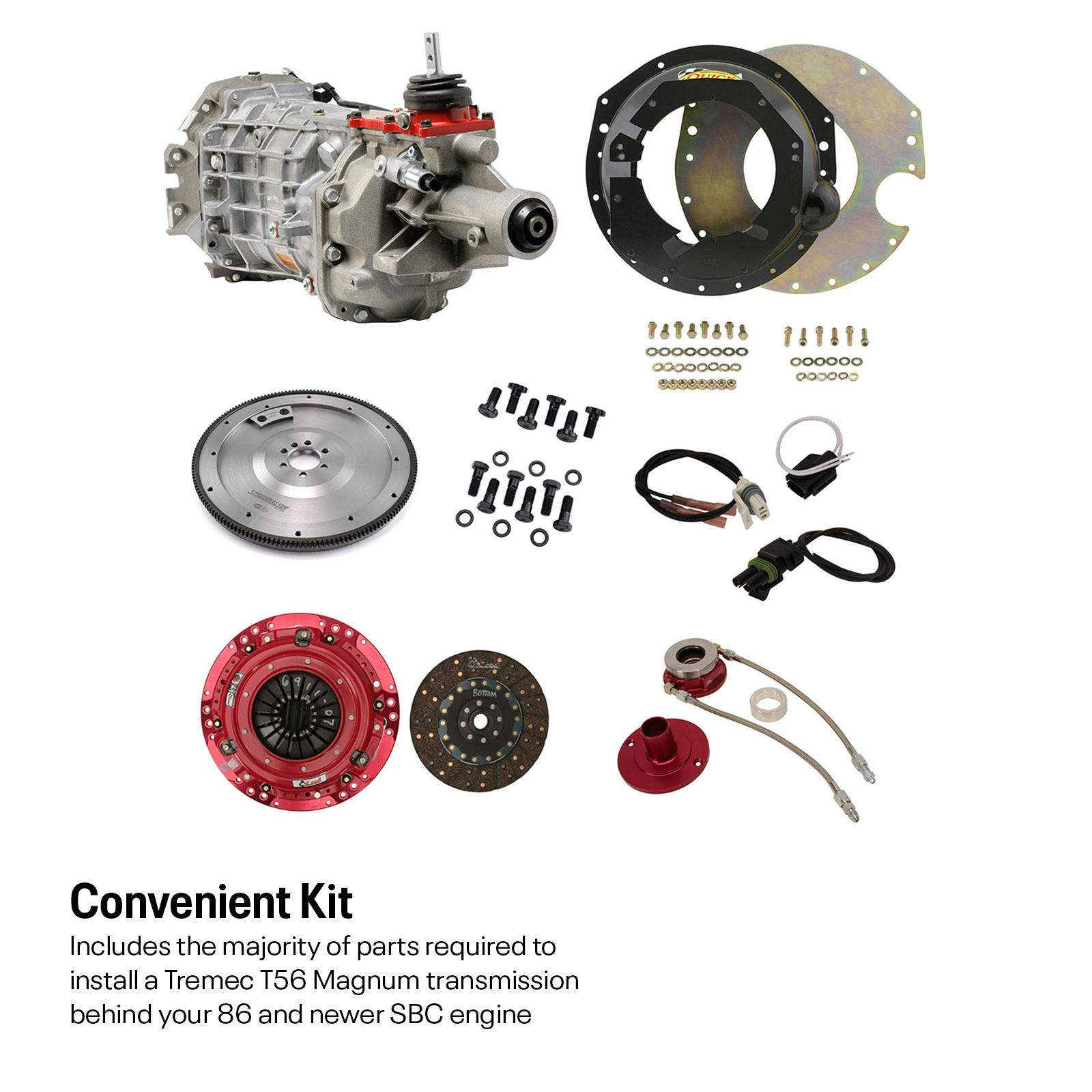 SBC 86-up Tremec T56 6 Speed Transmission Installation Kit, 700HP