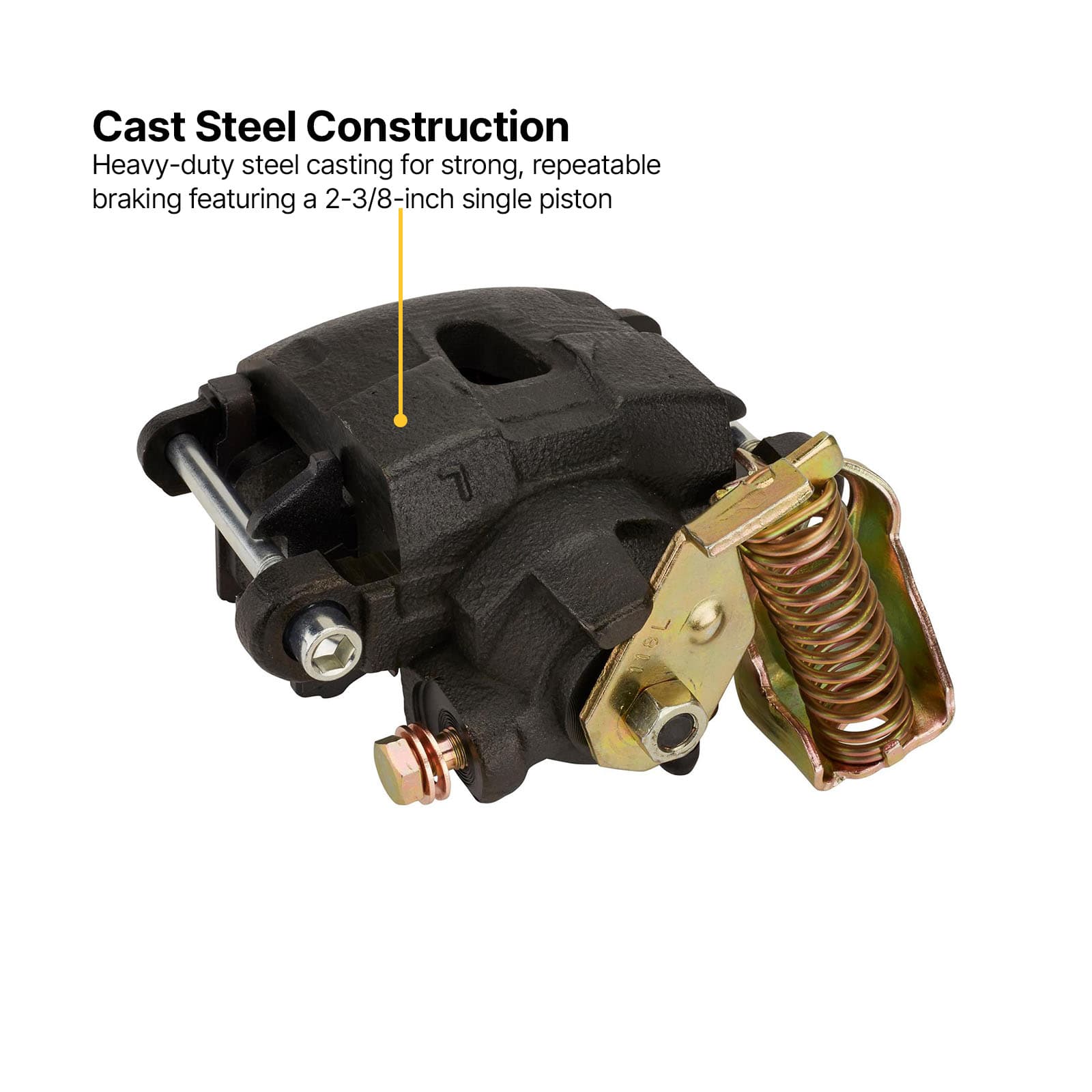 1978-Up GM Metric E-Brake Caliper, 7/16-20 Banjo, Natural Finish