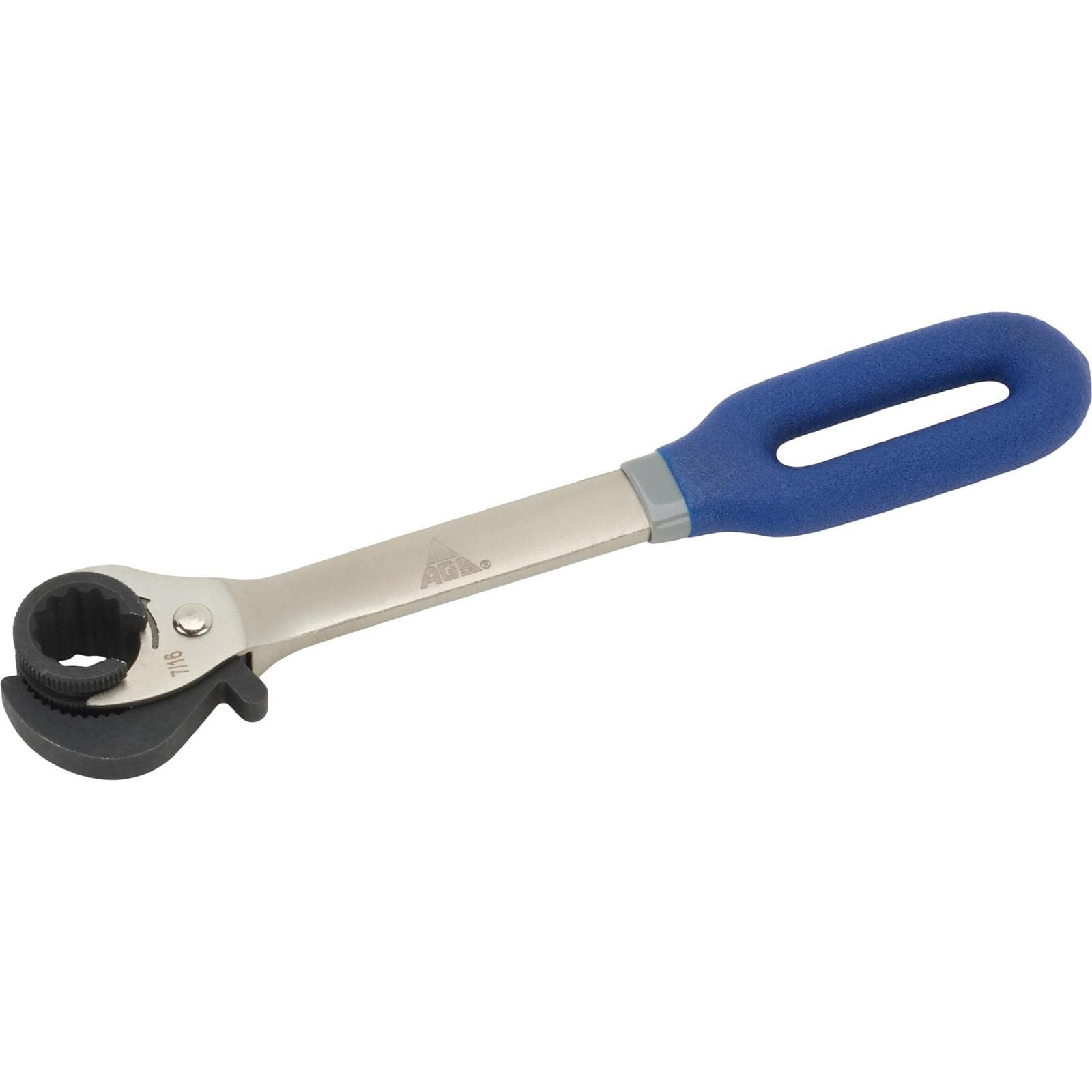 Ratcheting Line Wrench, No-Slip, Stainless/Chromoly SAE 7/16 Inch