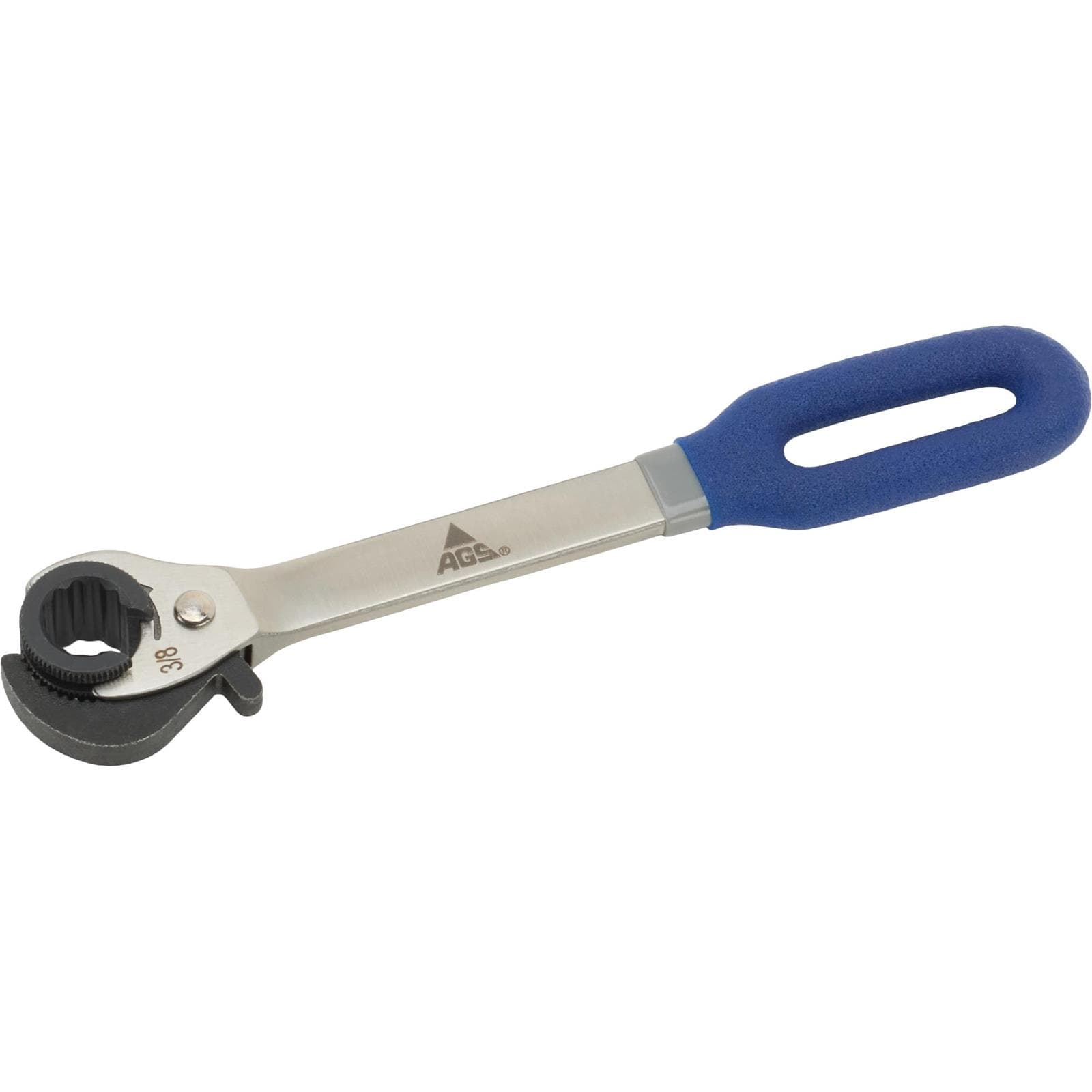 Ratcheting Line Wrench, No-Slip, Stainless/Chromoly, SAE 3/8 Inch