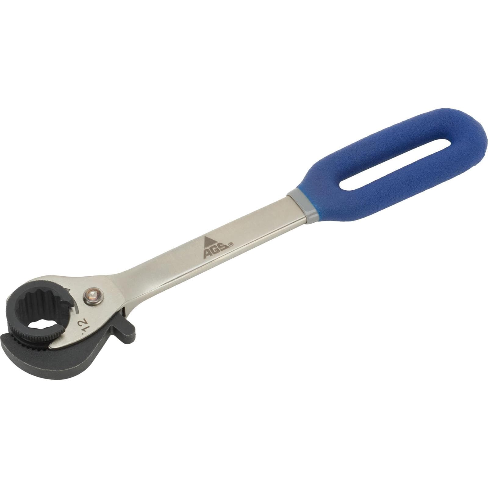 Ratcheting Line Wrench, No-Slip, Stainless/Chromoly, Metric 12mm