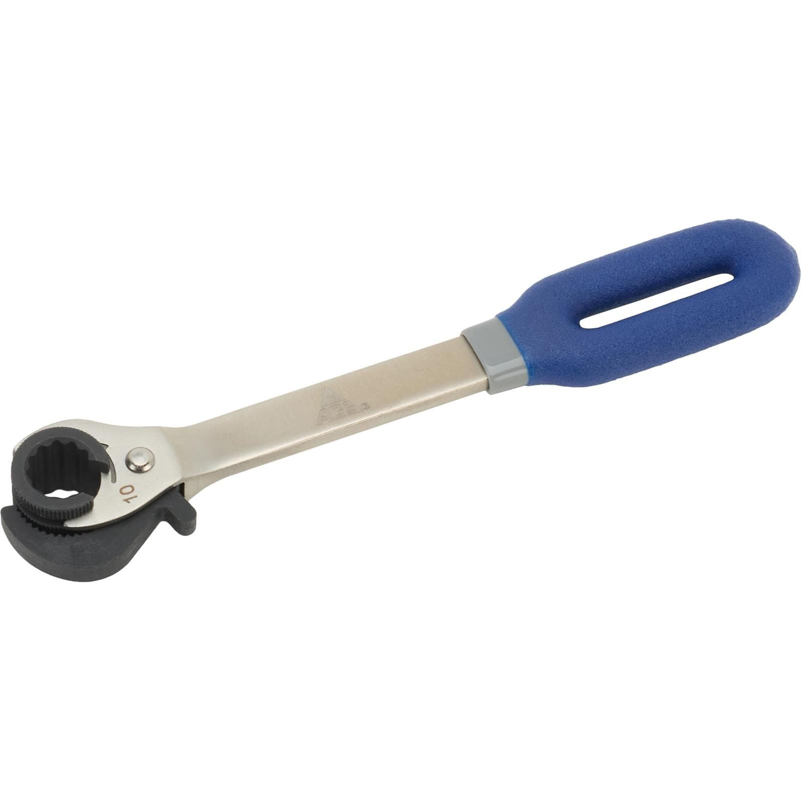 Ratcheting Line Wrench, No-Slip, Stainless/Chromoly, Metric 10mm