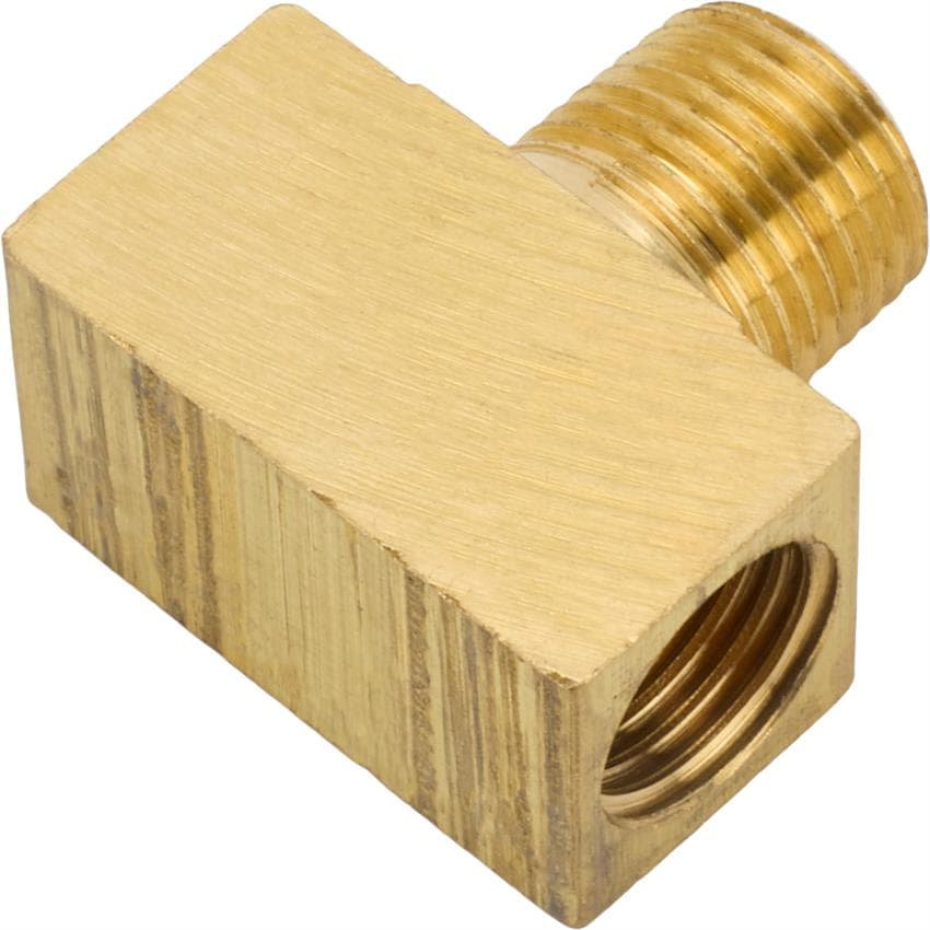 3/8 Inch-24 IFF Each End, 1/8 Inch NPT Male Center, Adapter Tee
