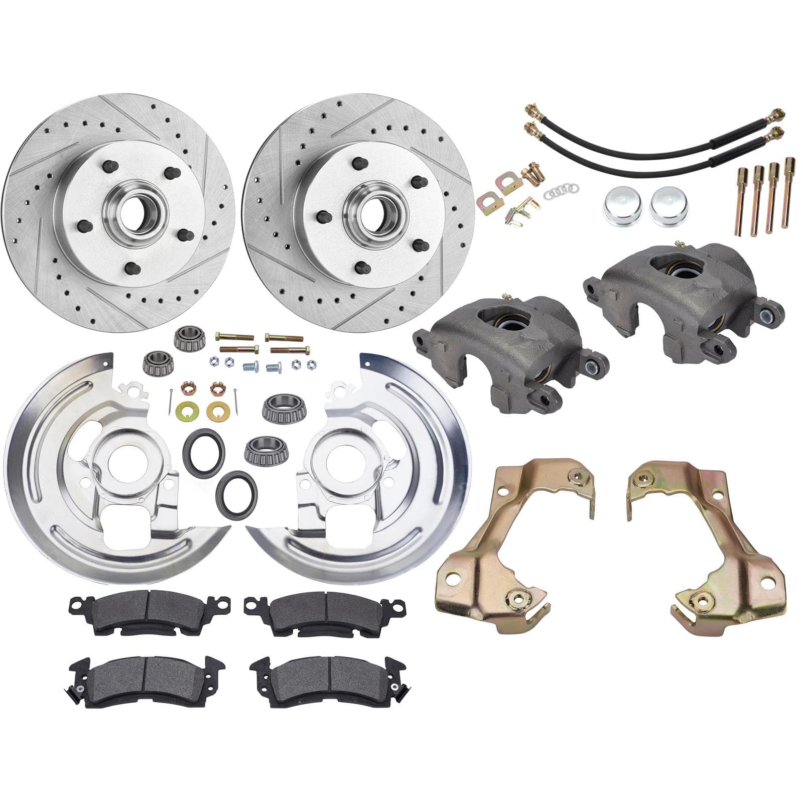 Drilled/Slotted 1964-74 GM A/F/X-Body 11 In. Front Disc Brake Kit
