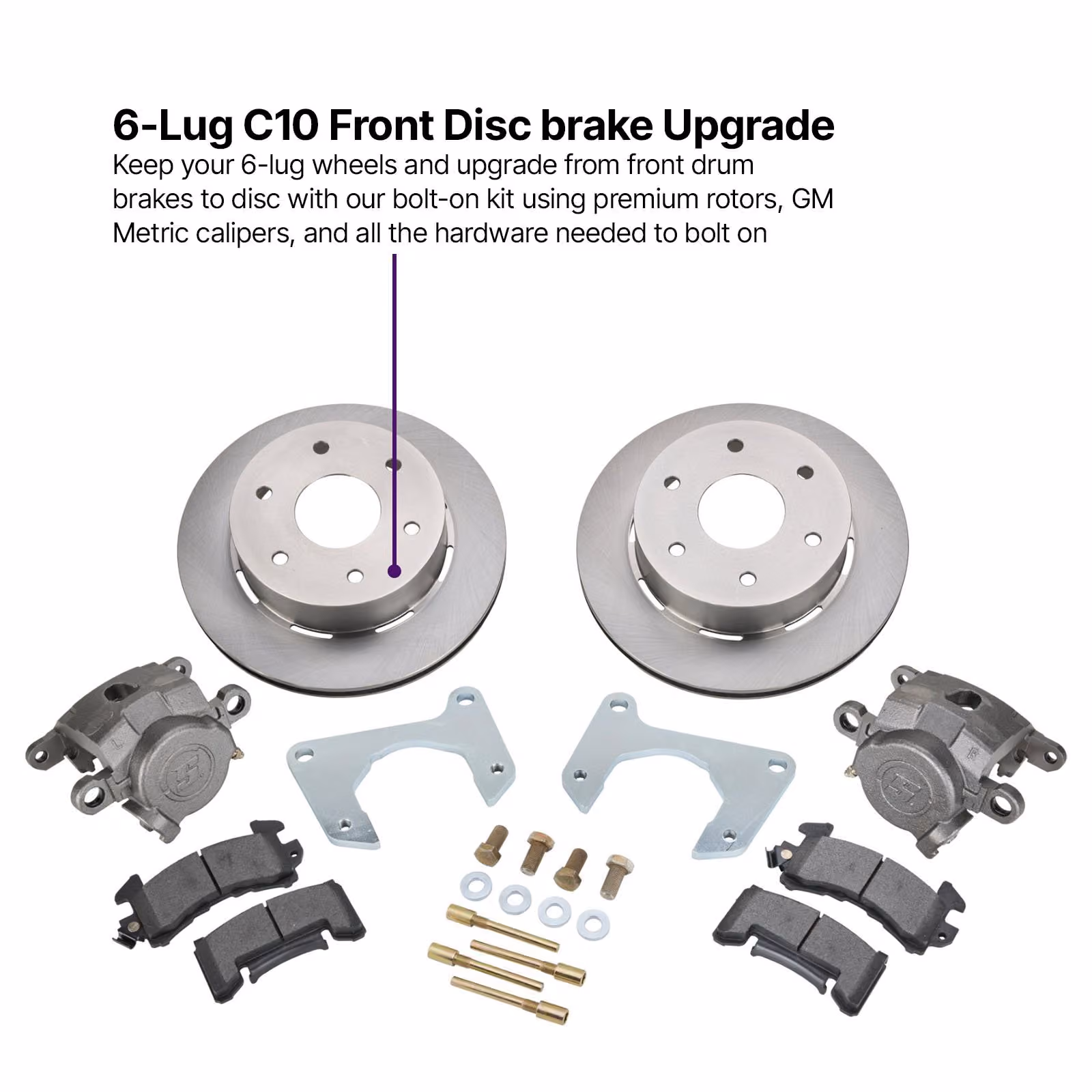 LevelSet™ 1963-87 GM C10/C15 Front Disc Brake Kit, 6-Lug