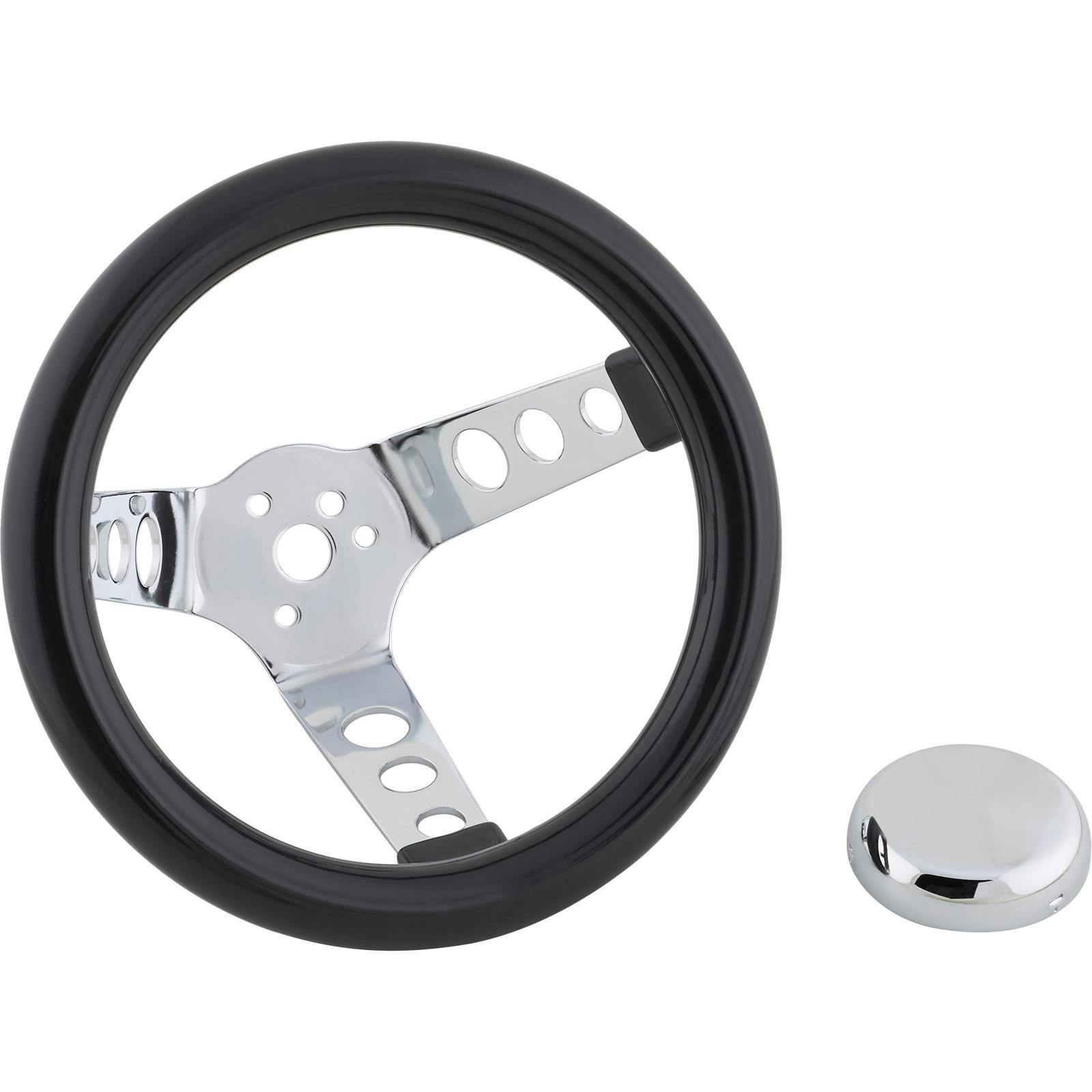 Speedway Classic 9-3/4 Inch Black Steering Wheel w/ Holes