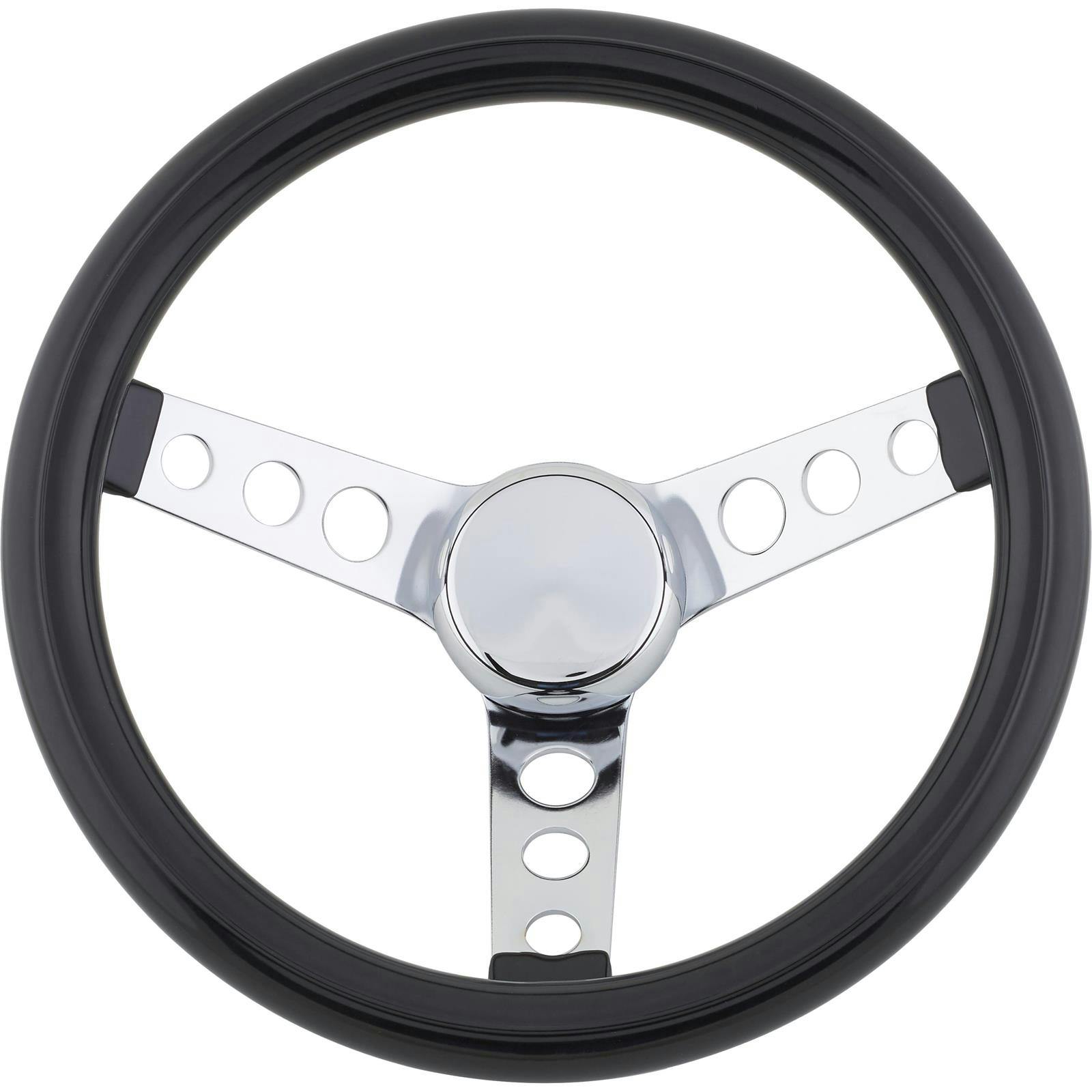 Speedway Classic 12 Inch Black Steering Wheel w/ Holes