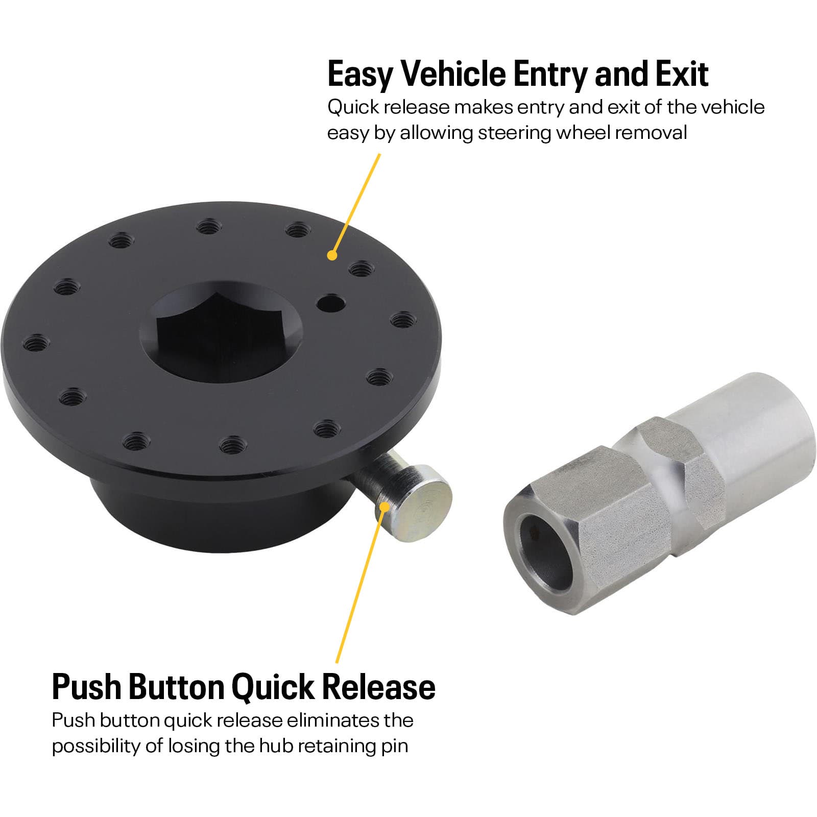 6-Bolt Black Quick Release Steering Wheel Hub Hex for 5/8" Shaft