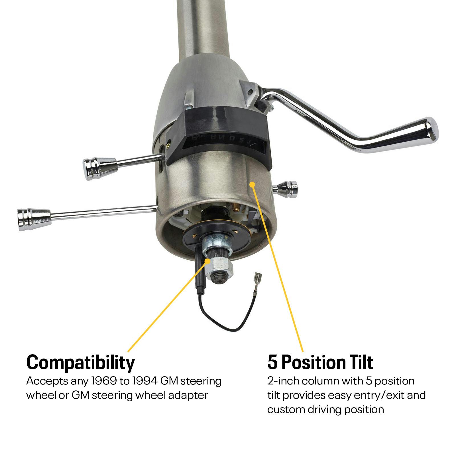 GM 5-Position Tilt Steering Column, 32", Column Shift, Plain