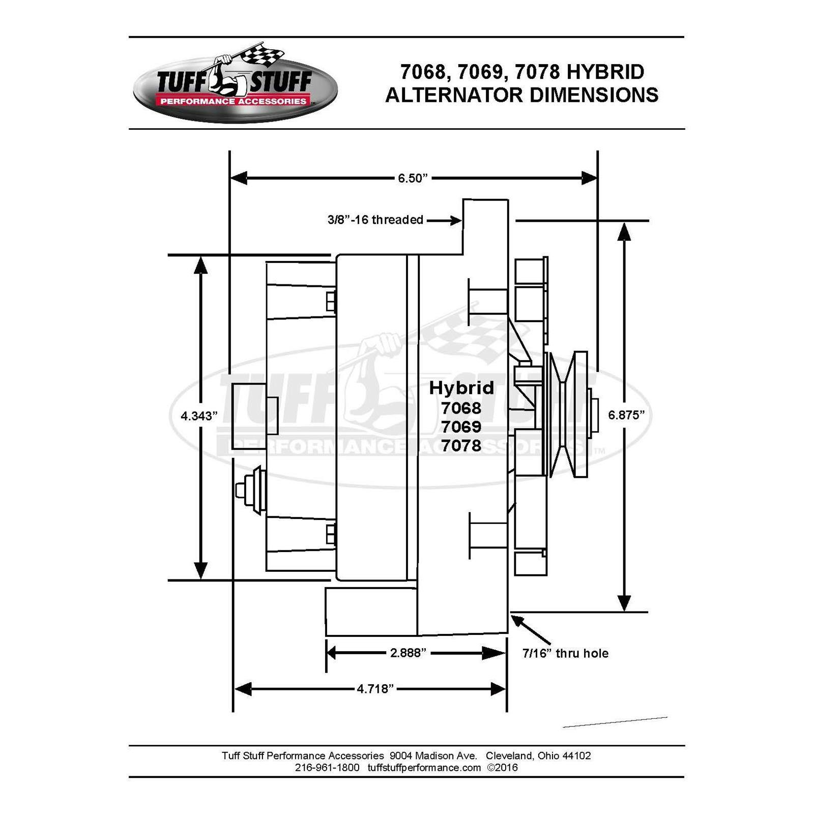 Tuff Stuff 7068RF Ford 1 Wire Smooth Black Ford Alternator, 100 AMP