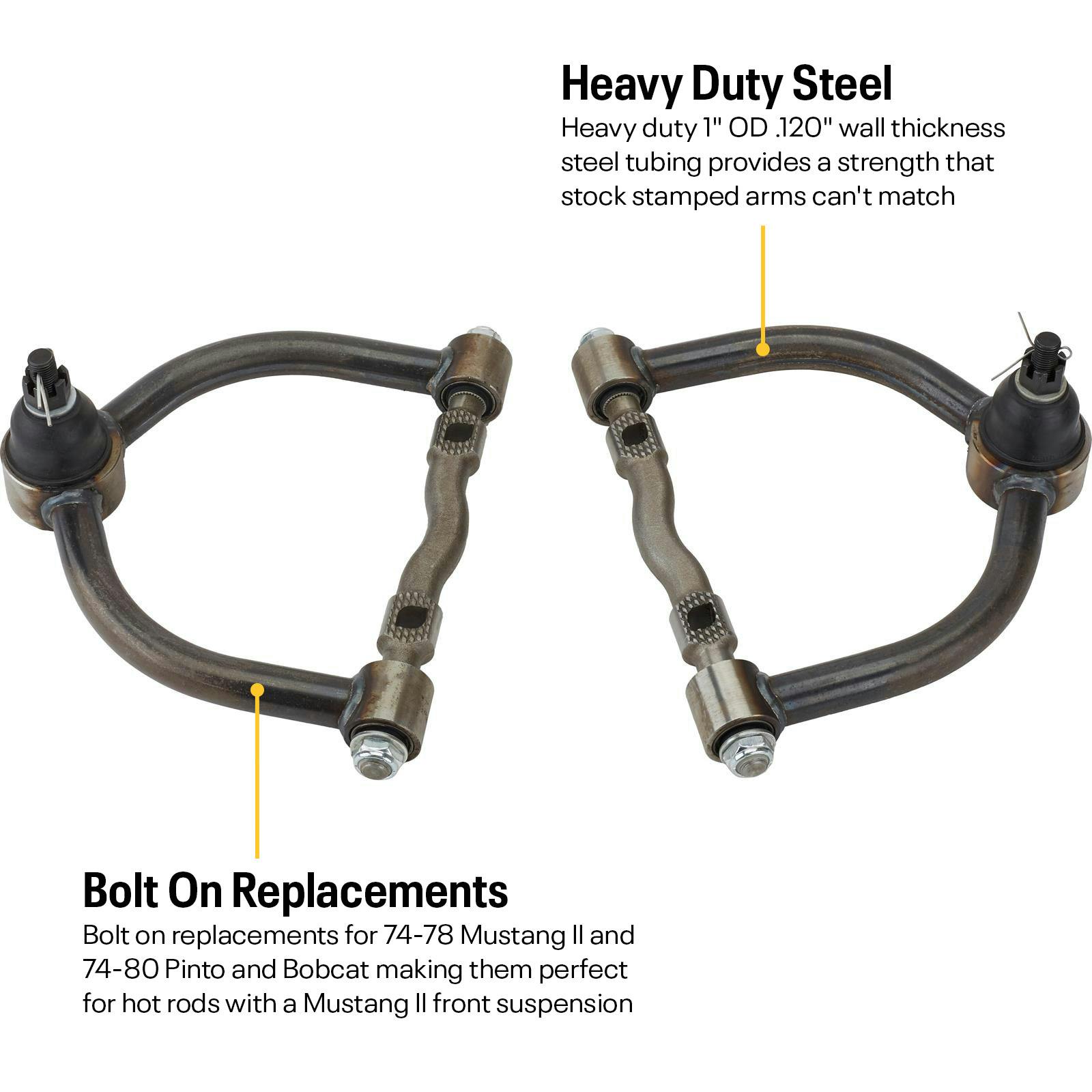 Speedway Mustang II Tubular Upper Control Arms, Stock Width, Pair
