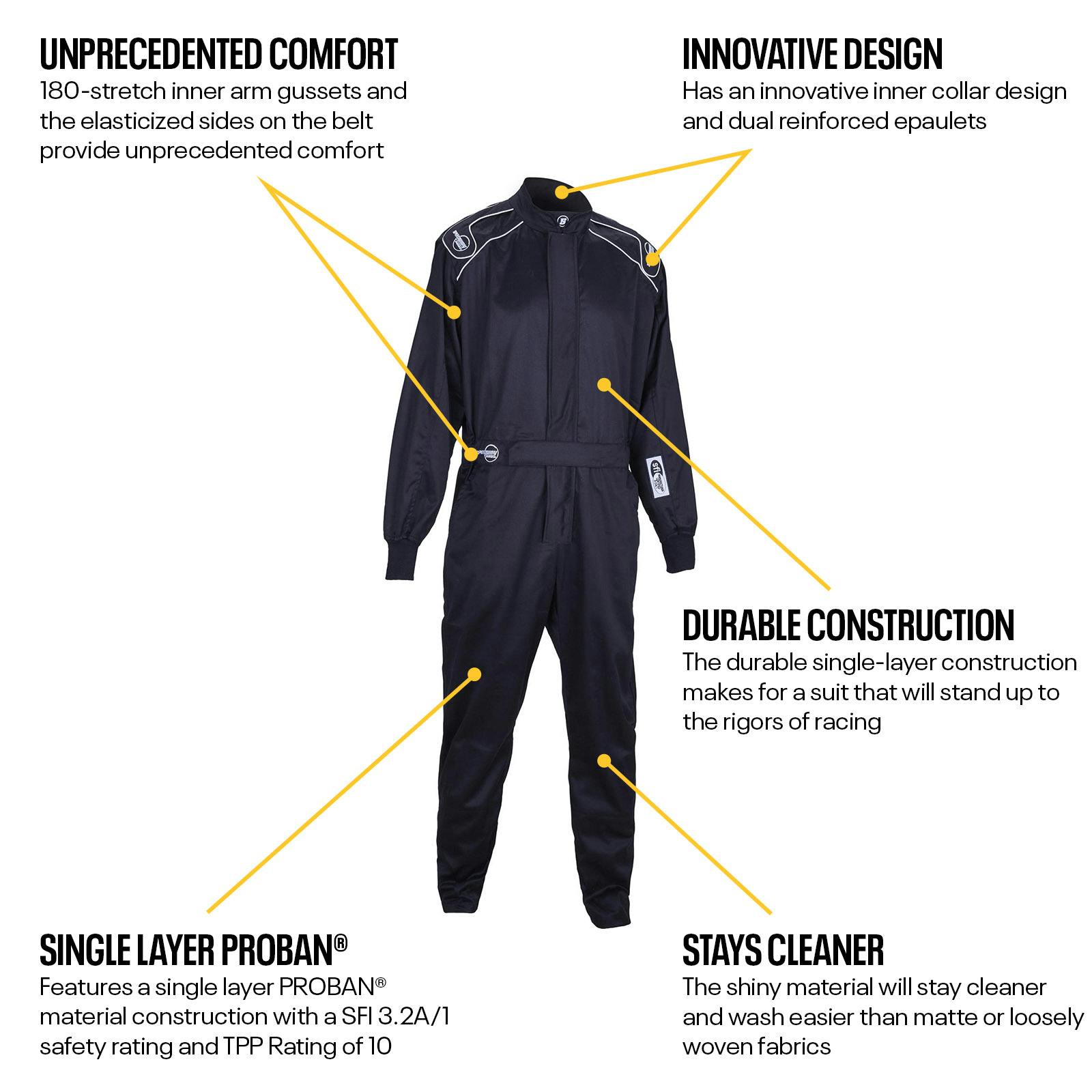 Speedway Motors Shiny One-Piece Racing Suit, SFI1-Rated, S-XXL