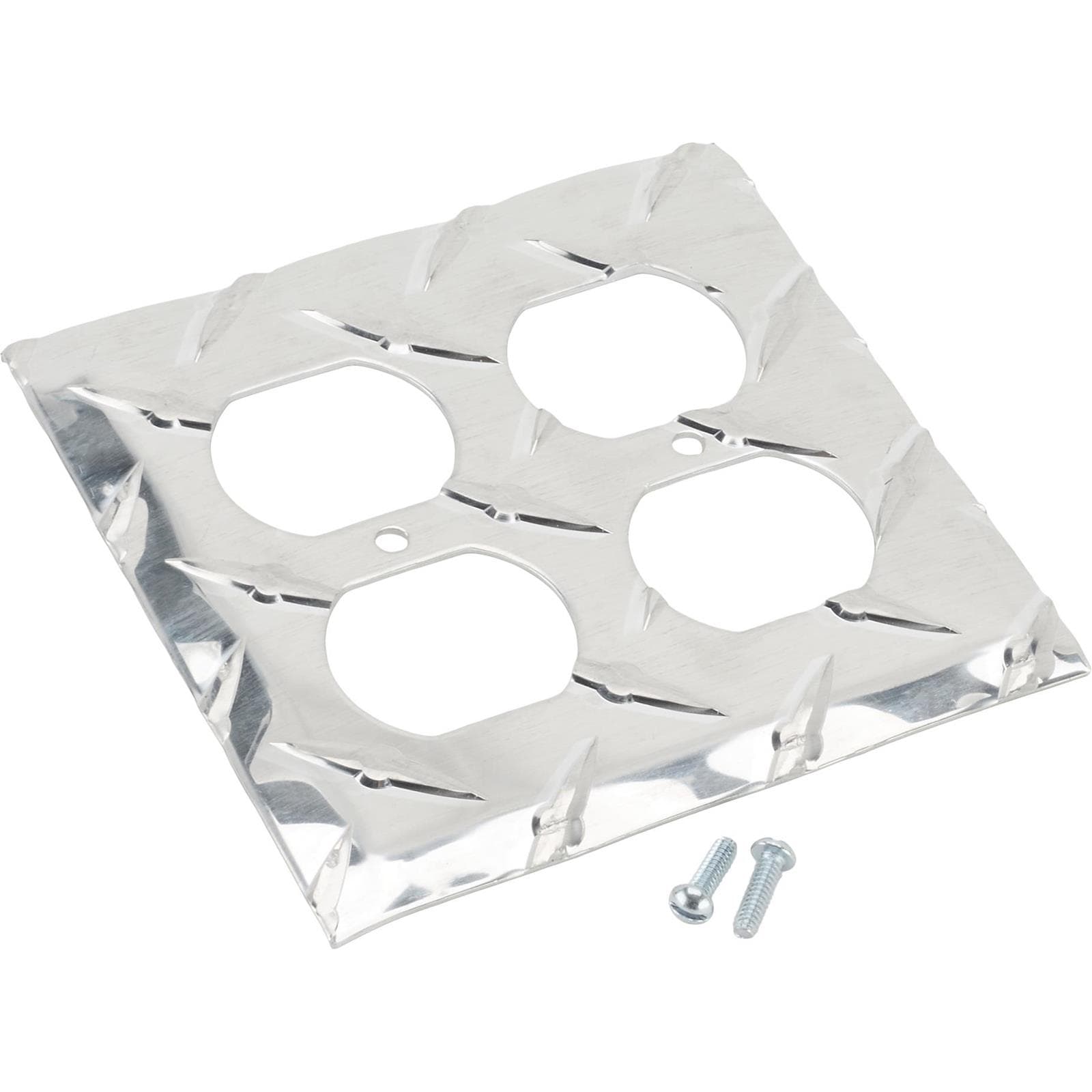 Diamond Plate Dual Outlet Cover Plates