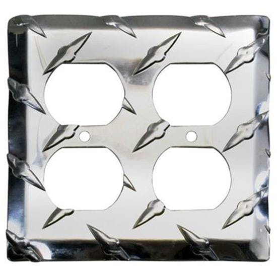 Diamond Plate Dual Outlet Cover Plates