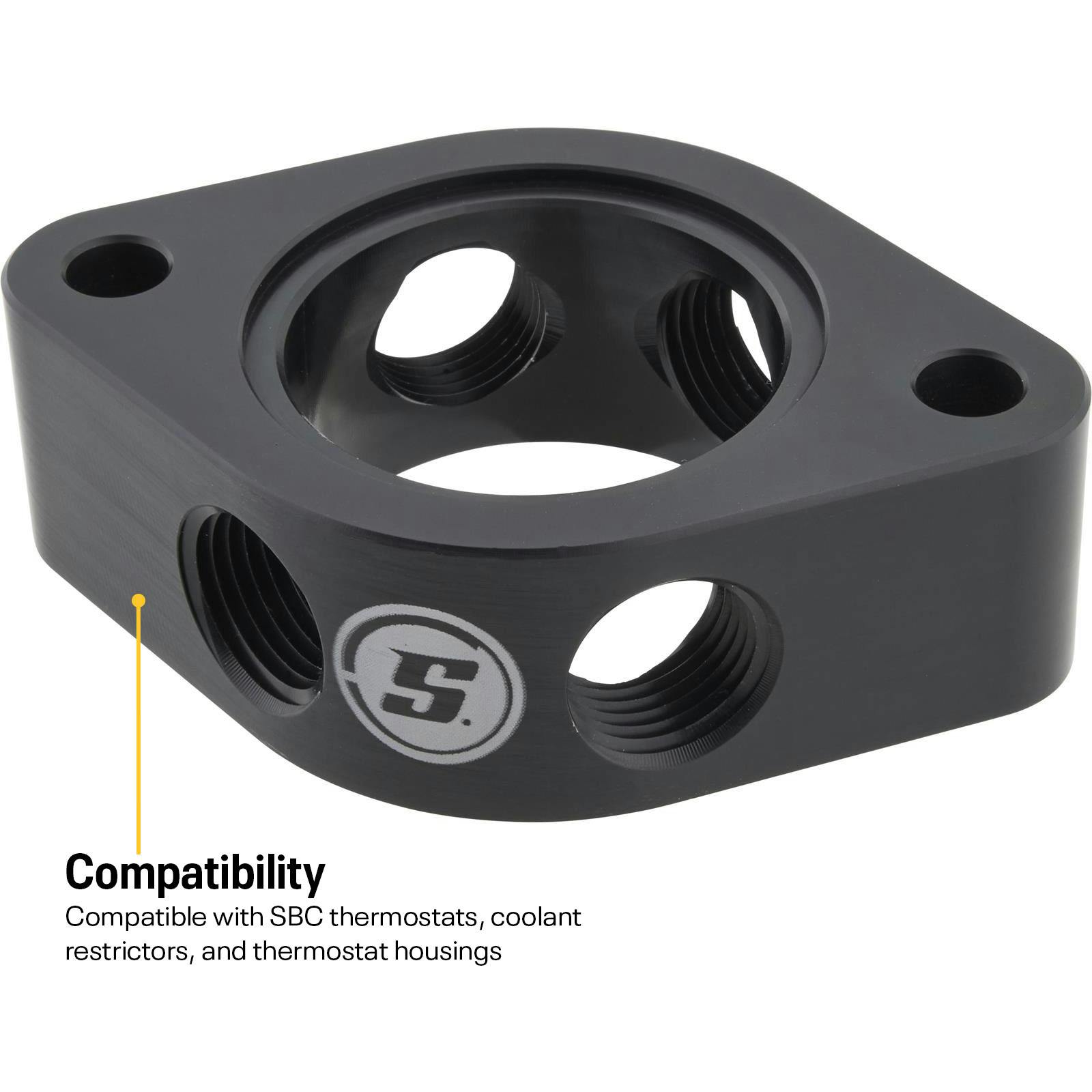 4-Port Water Neck Riser for Edelbrock 8895 or SBC, 1/2 Inch NPT