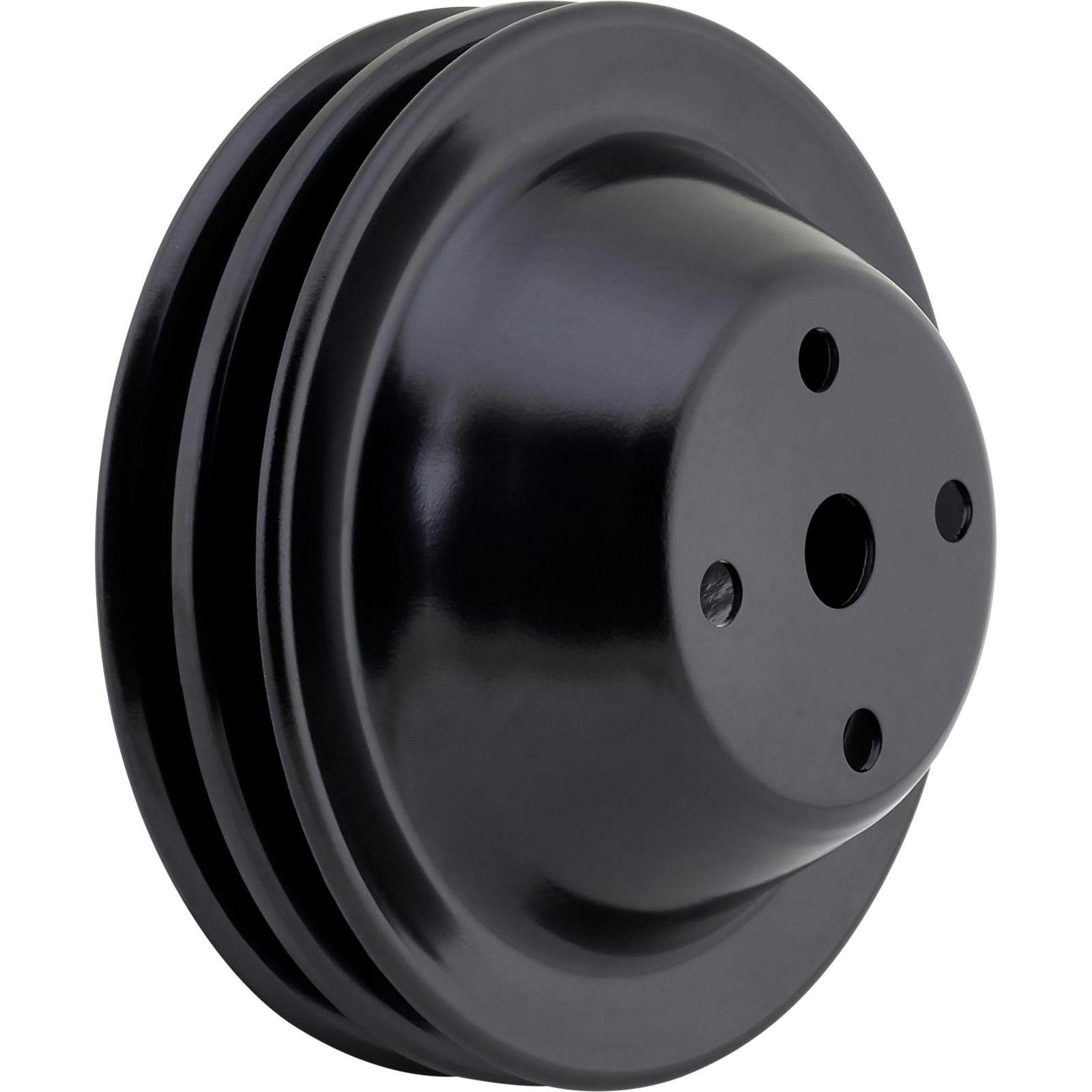 Double Groove S/B Chevy Long Water Pump Pulley, Black