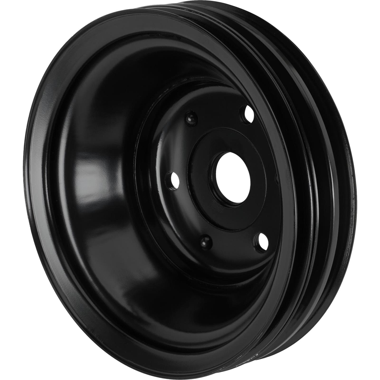Triple Groove Crank Pulley for Small Block Chevy Long Pump Black