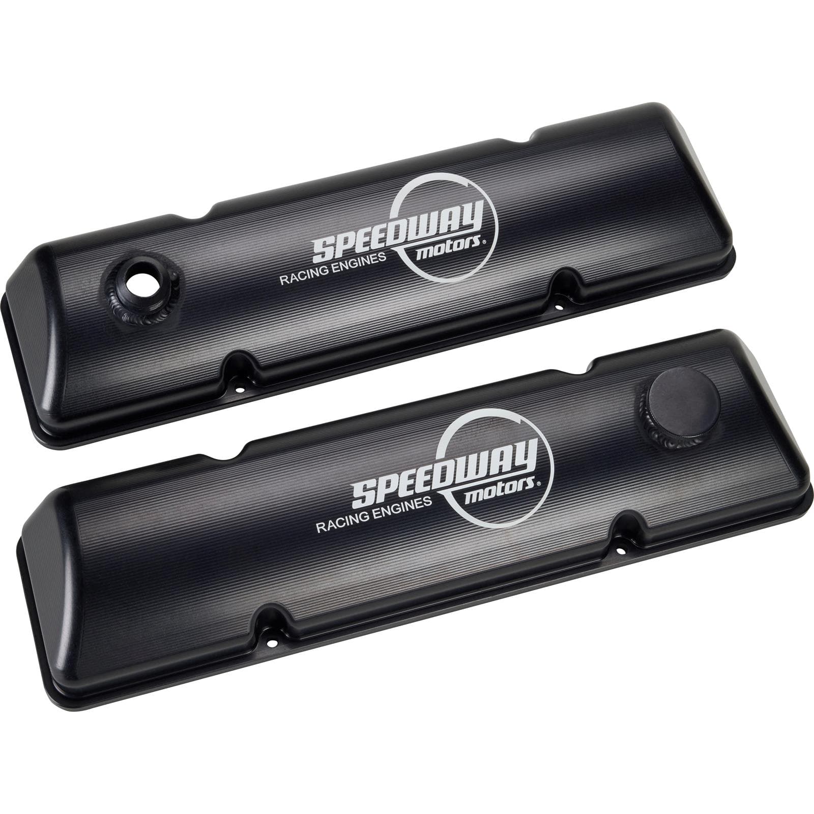 Billet Small Block Chevy Valve Covers, -16 AN Breather, Oil Fill