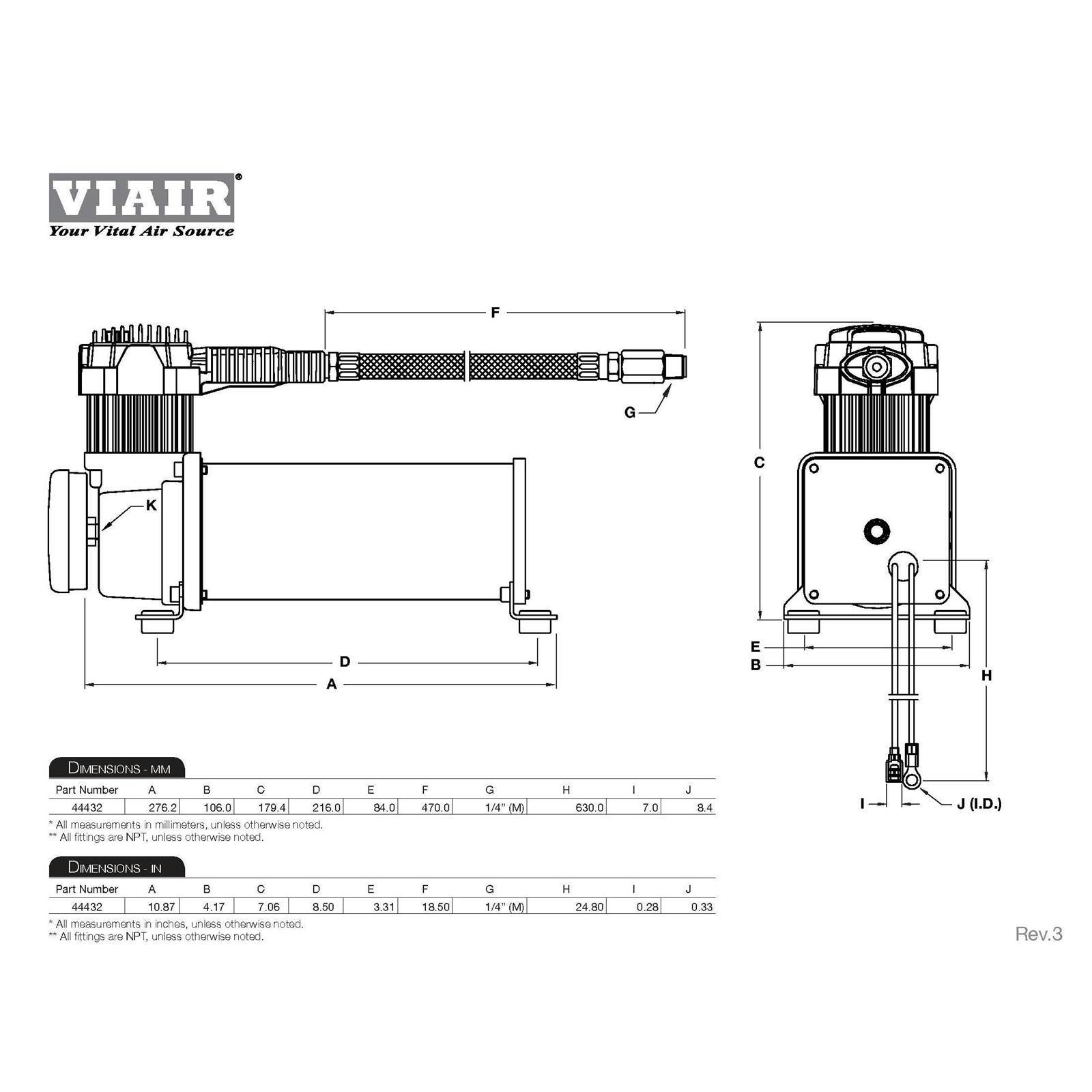 Viair 44432 Dual Air Suspension Compressor Kit, 444C, Chrome