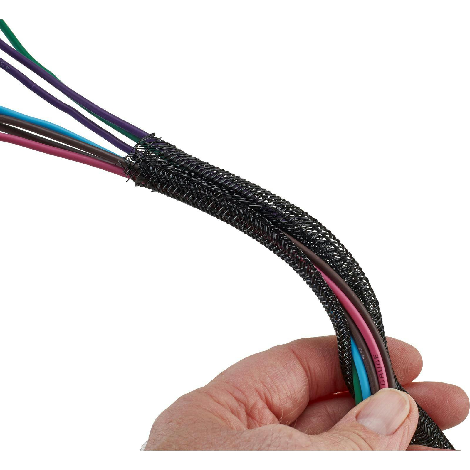 Braided Nylon Split Wire Loom Wrap, 1/2 Inch, 25 Foot Wire Sleeve