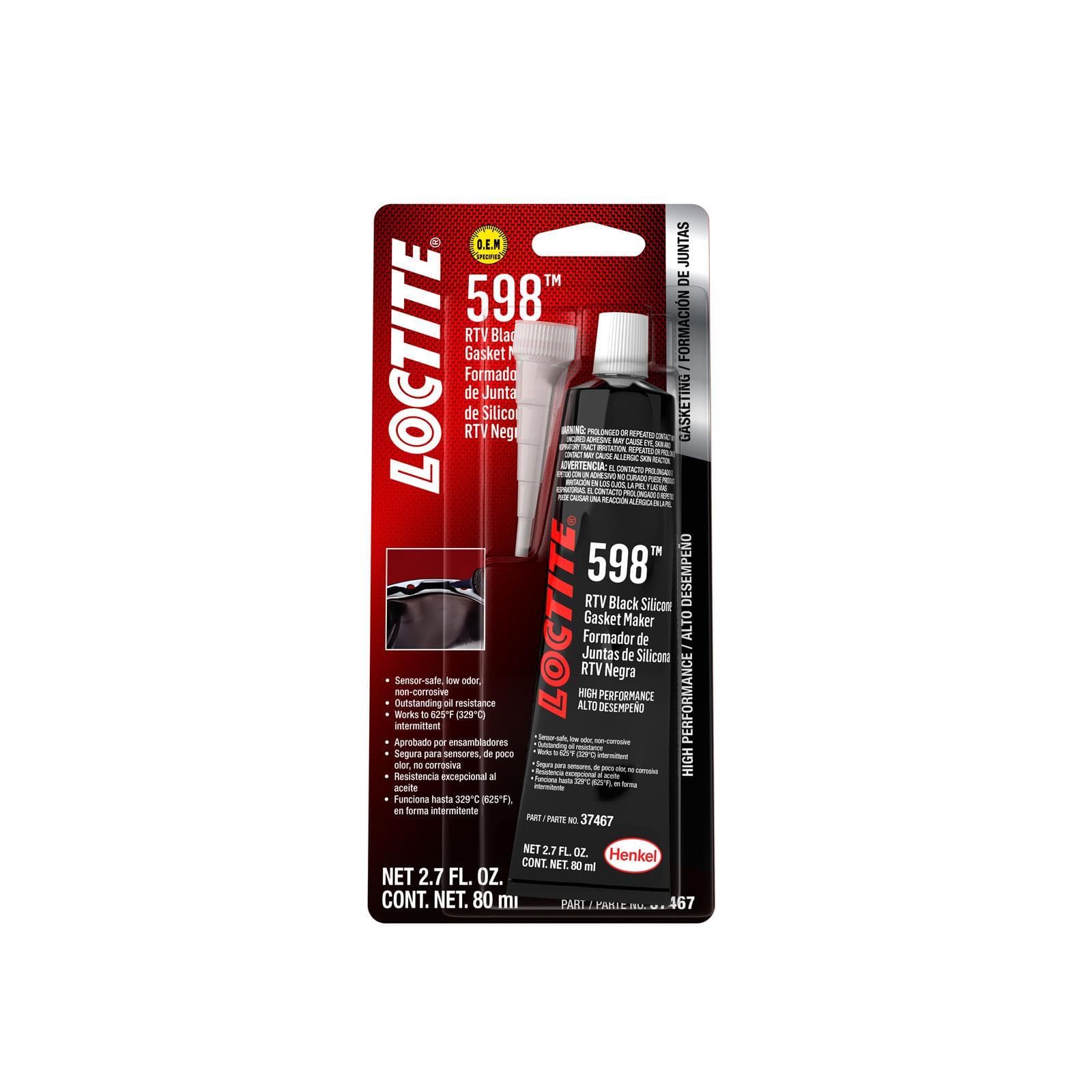 Loctite 491985 SI 598 RTV Silicone Gasket Maker Black 80ml Tube
