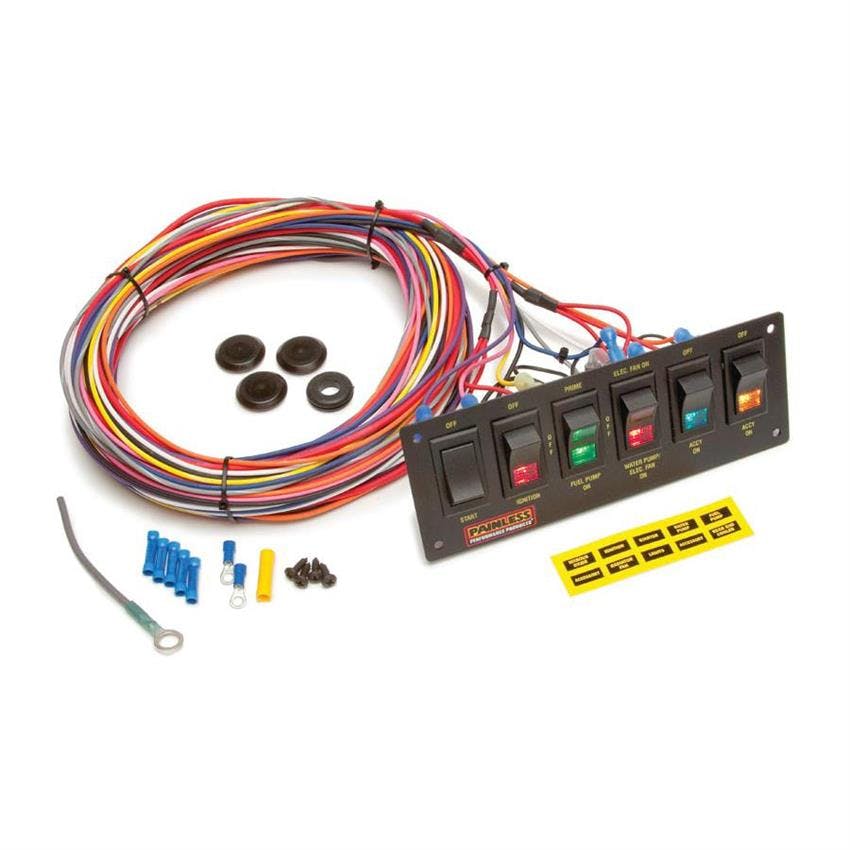 Painless Wiring 50406 6-Switch Lighted Panel, Non-Fused with Wiring