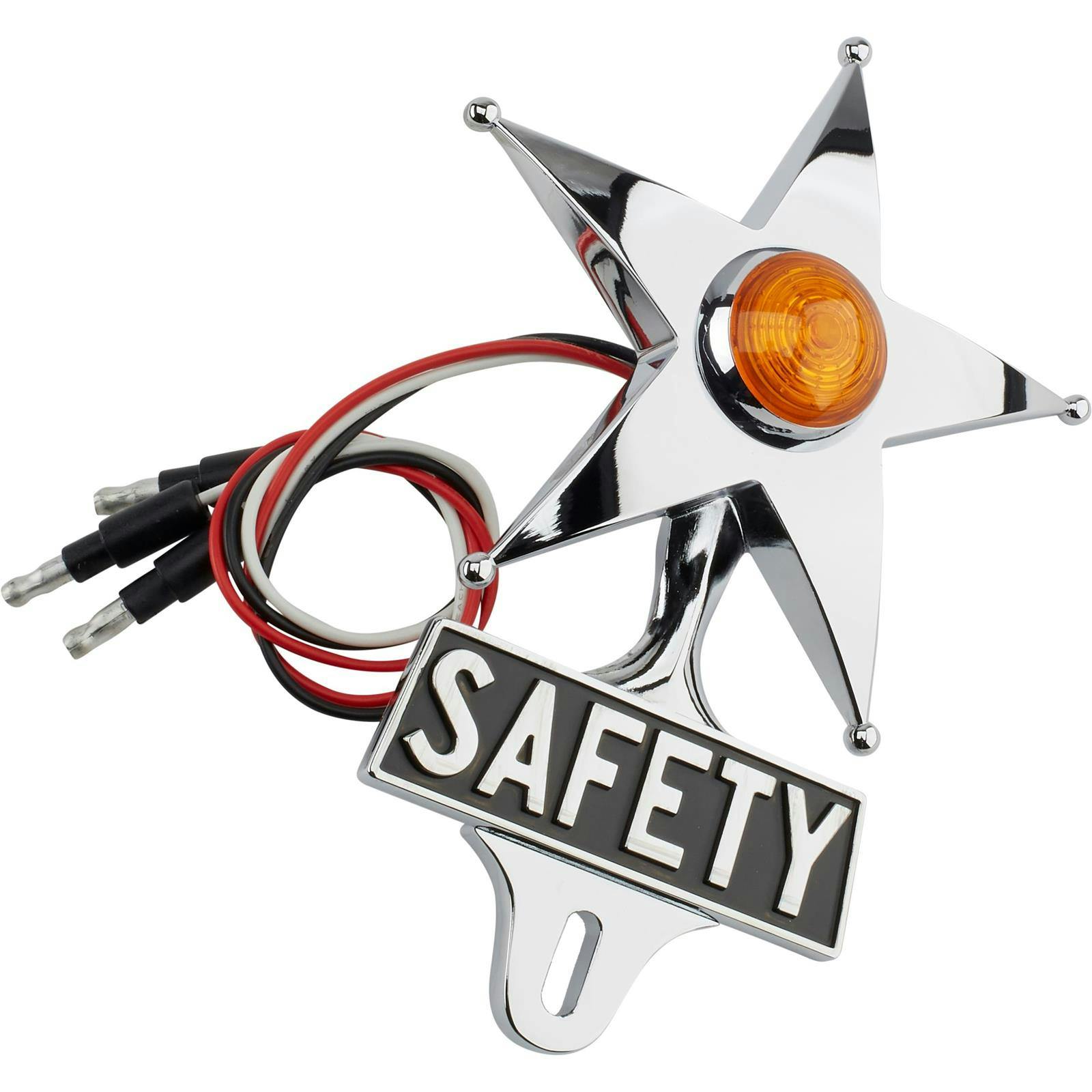 Amber Safety Star License Plate Decoration, 12 Volt
