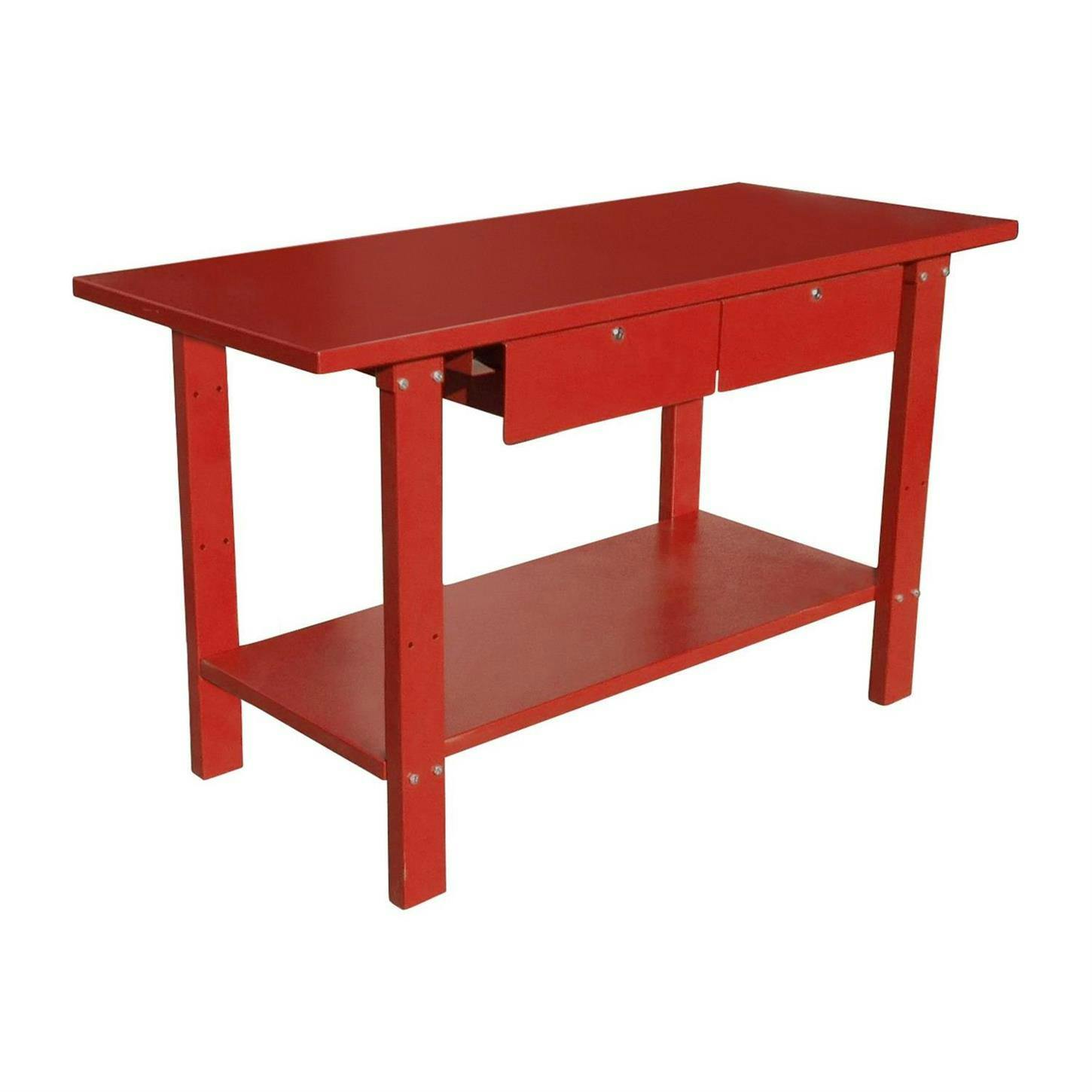 Ranger 5145330 Heavy Duty Work Bench, 2 Drawer, 1 Shelf, Red