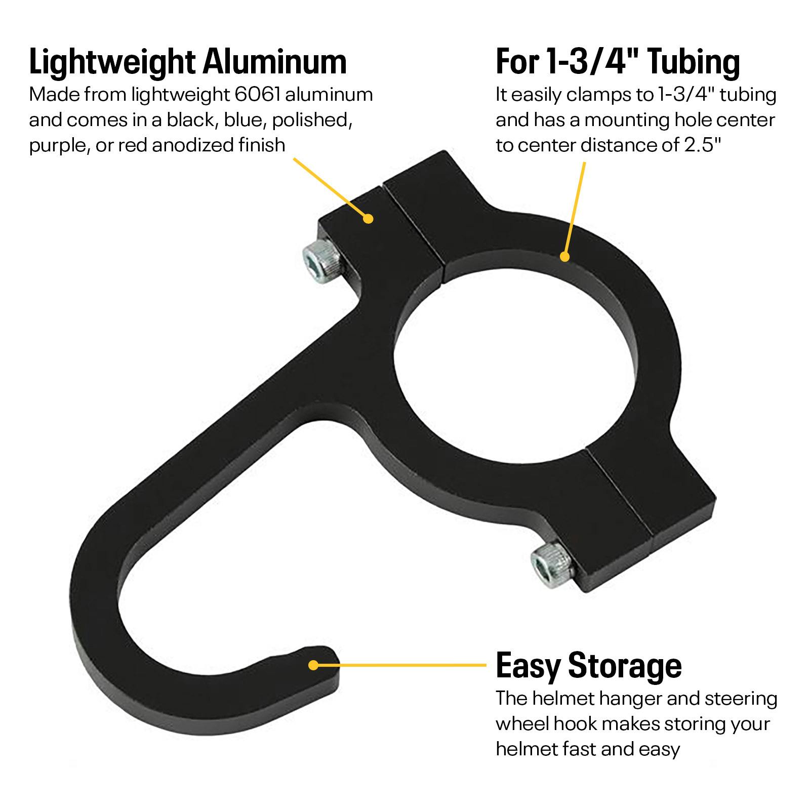 Speedway Helmet and Steering Wheel Hook, 1-3/4 Inch Tube Clamp
