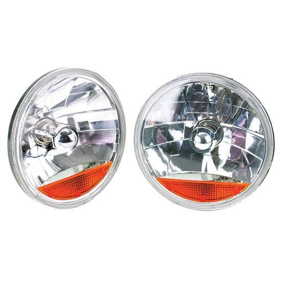 Speedway 7 Inch Fluted Replacement Headlights w/ Amber Turn Signal