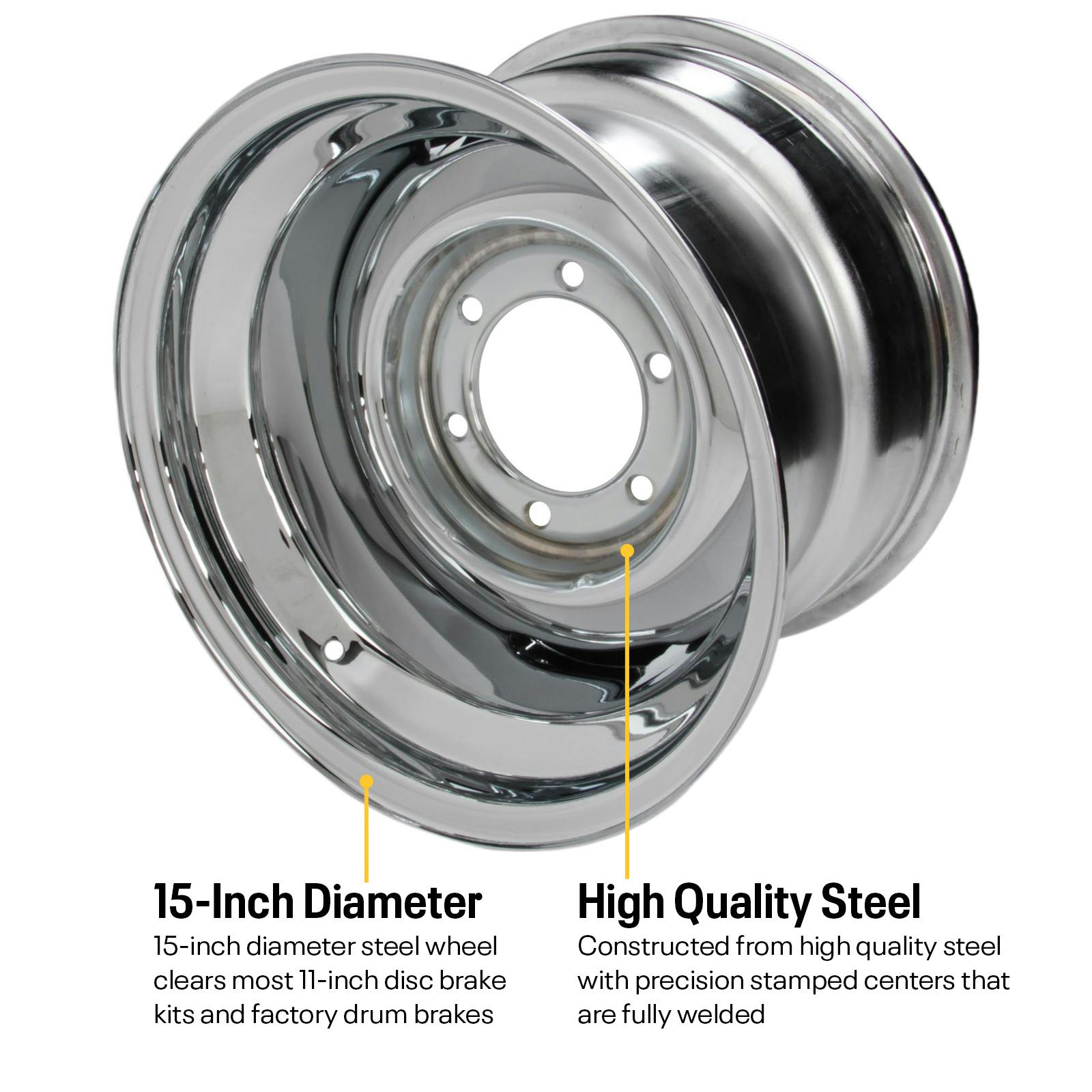 Speedway Smoothie 15x10 Steel Wheels, 6 on 5.5, 6 lug, 4.5 BS