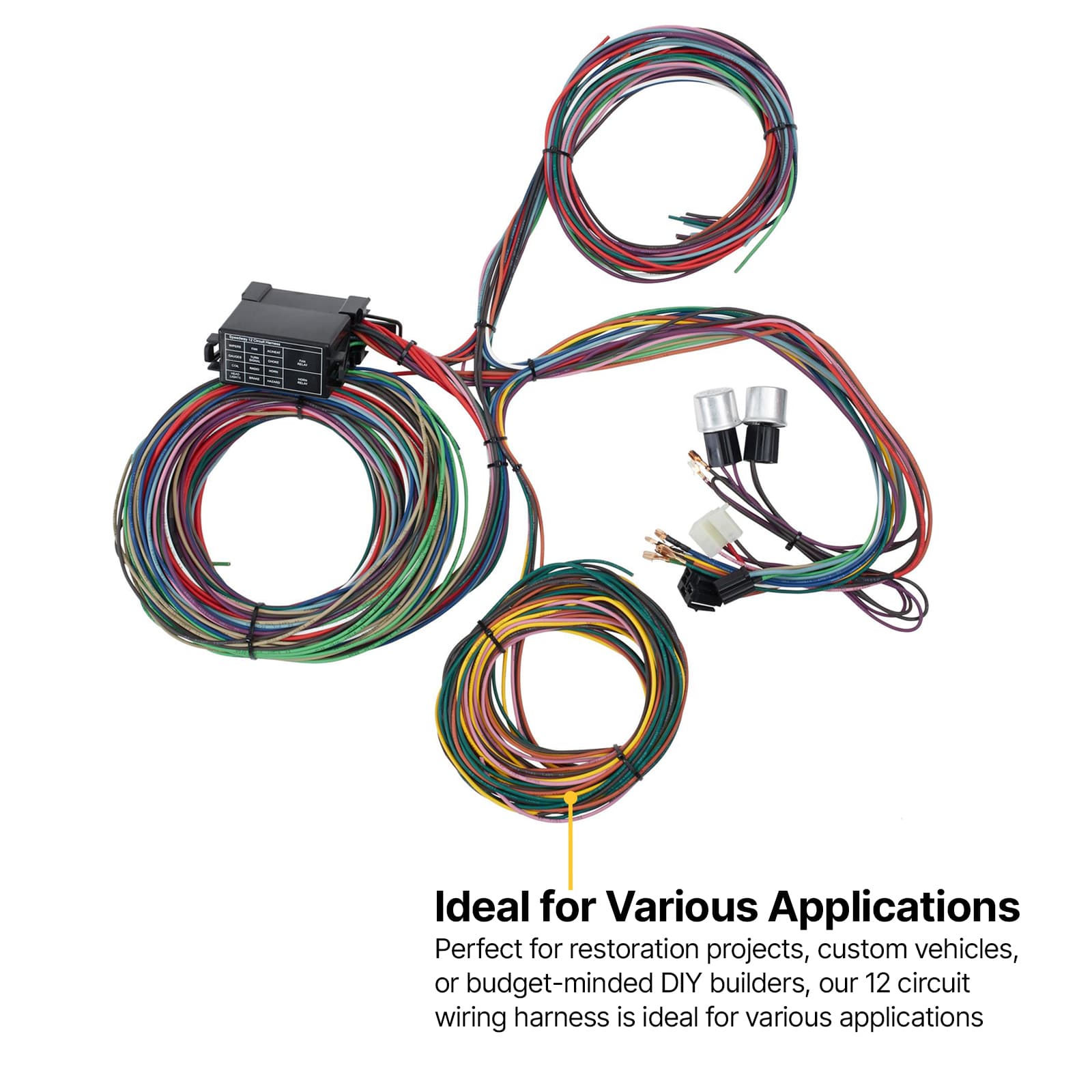 Simple 12 Circuit Wiring Harness Kit with 12v Fuse Block