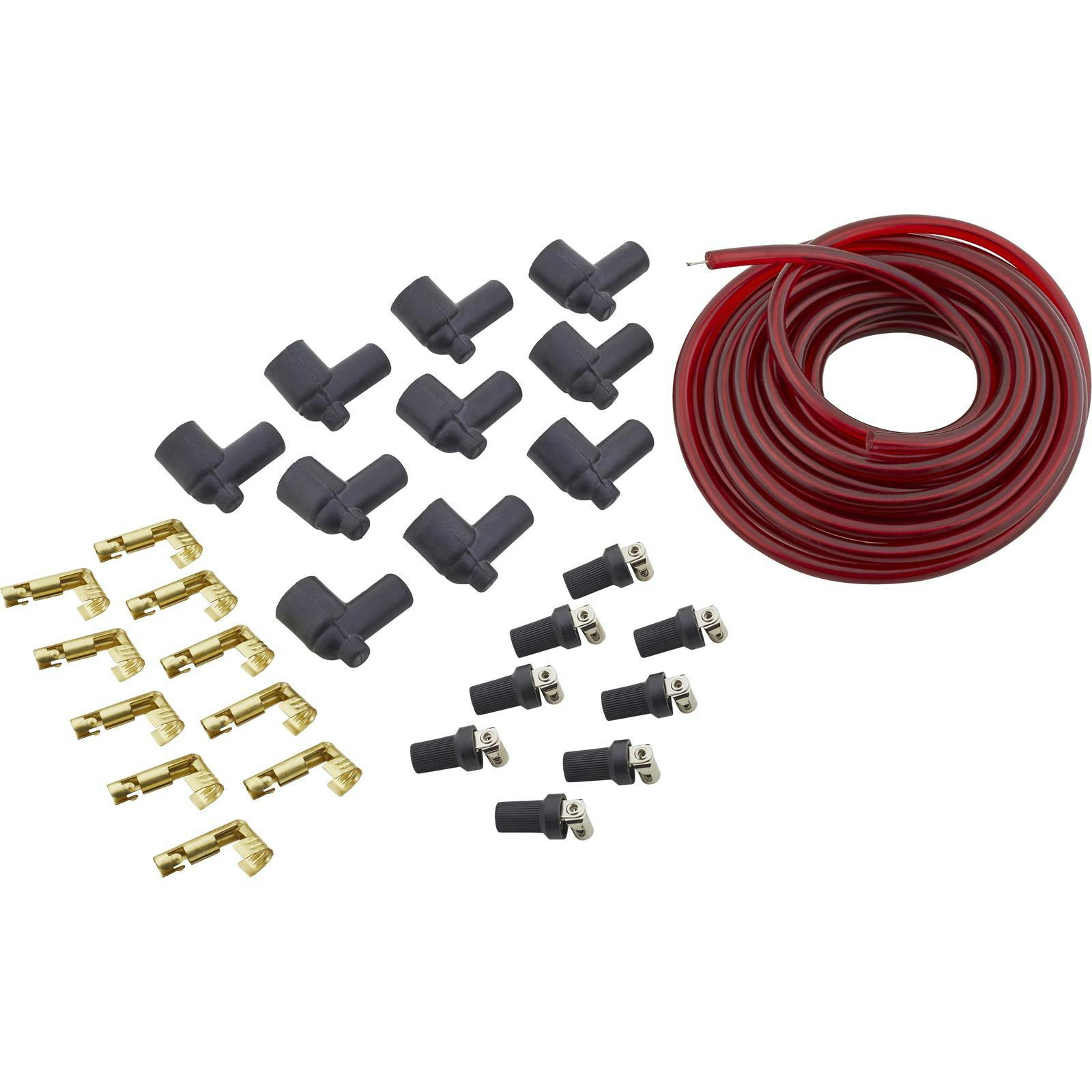 Red 7mm Solid Core Spark Plug Wires Kit With 90 Degree Rajah Ends