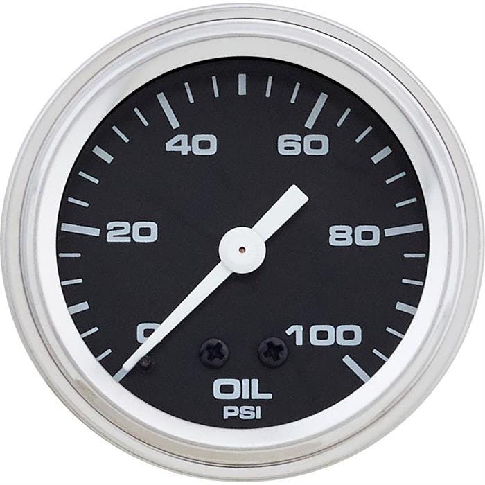 Speedway Mechanical Oil Pressure Gauge, 2-1/16 Inch, Black