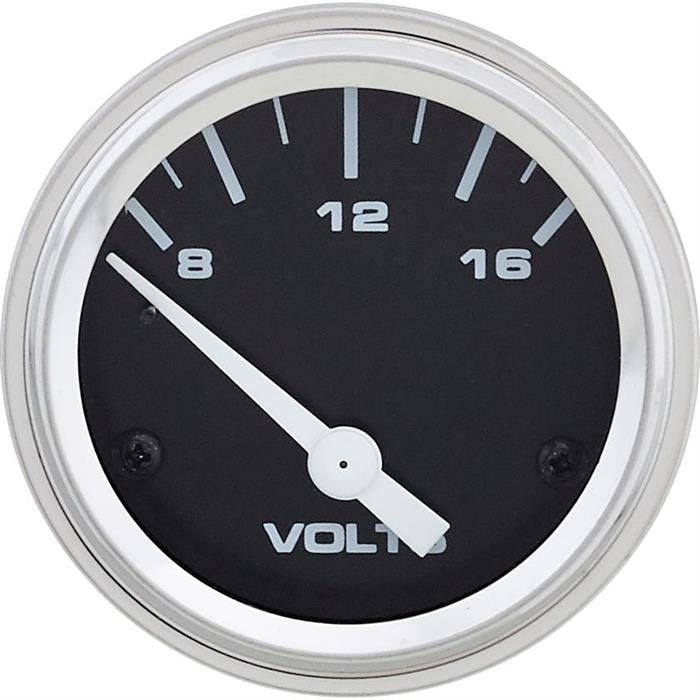 Speedway Electric Voltmeter Gauge, 2-1/16 Inch, Black