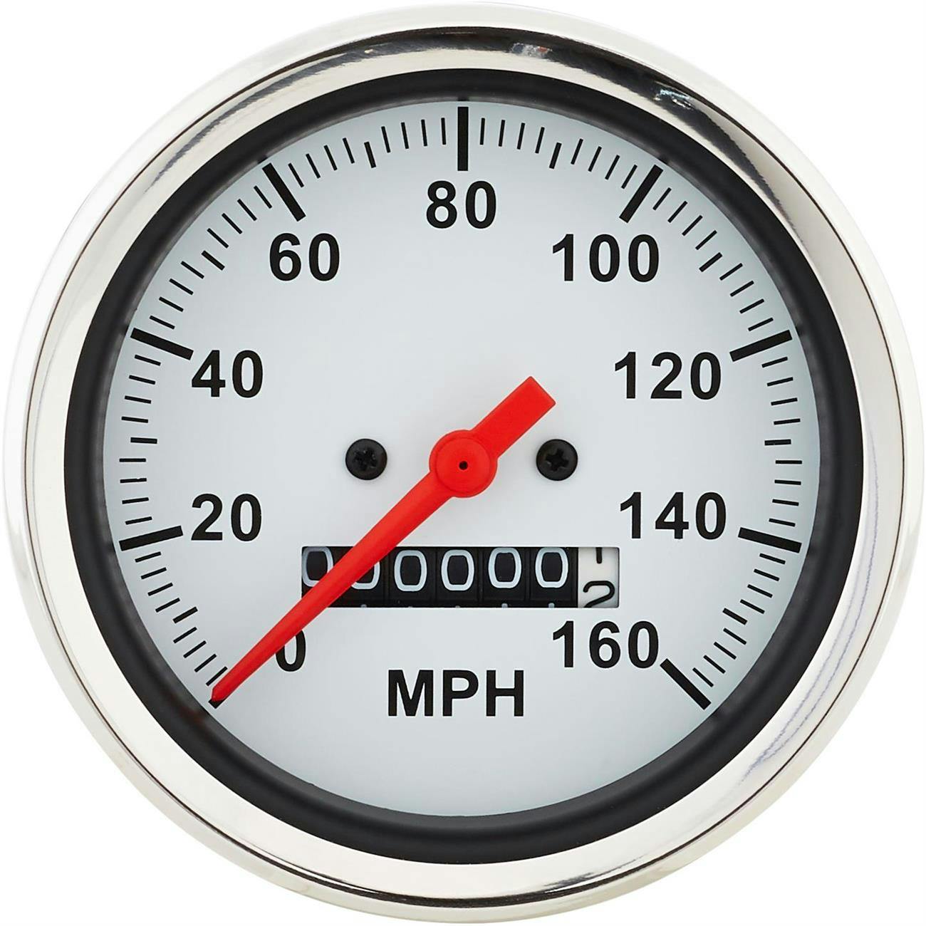 Speedway Speedometer Gauge, White Face, 3-3/8, Mechanical