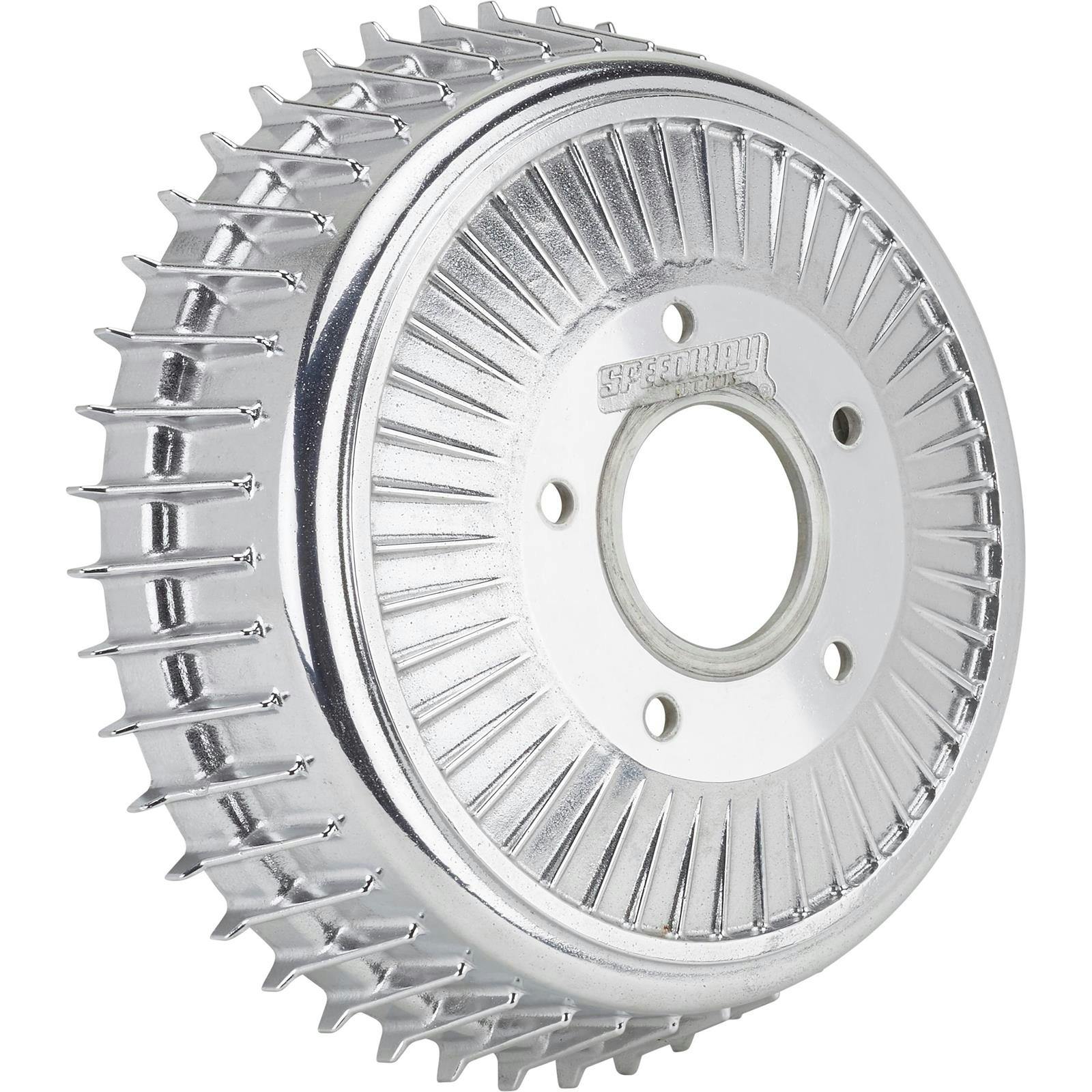 Buick-Style Polished Finned Brake Drum for Ford Spindles, 12 x 2