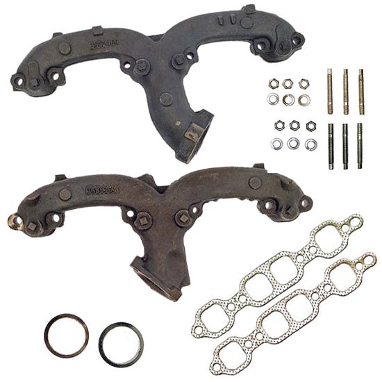 Rams Horn Exhaust Manifold Kit, 1969-72 C10, SBC, Raw