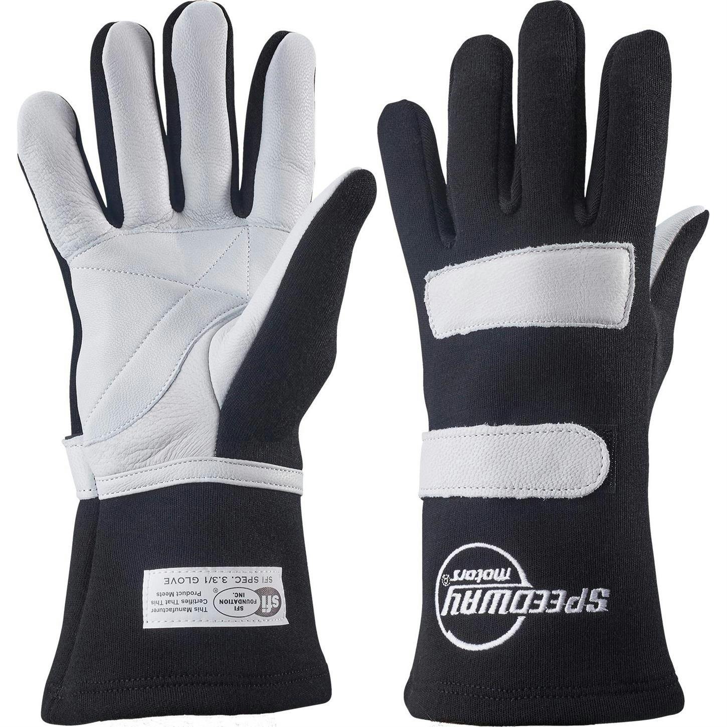 Speedway Black Nomex Racing Gloves, Size L, SFI-1, Leather Palm