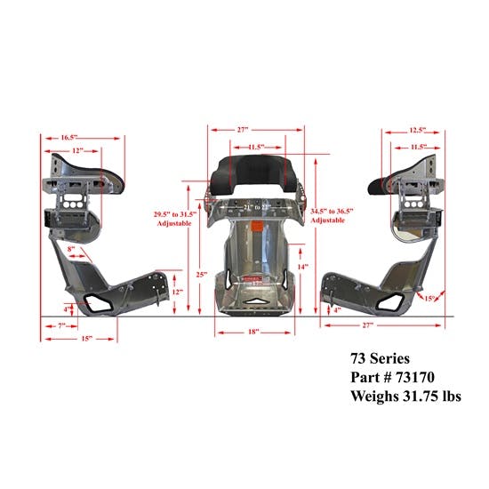 Kirkey 73170KIT 73 Series Full Containment Layback Racing Seat