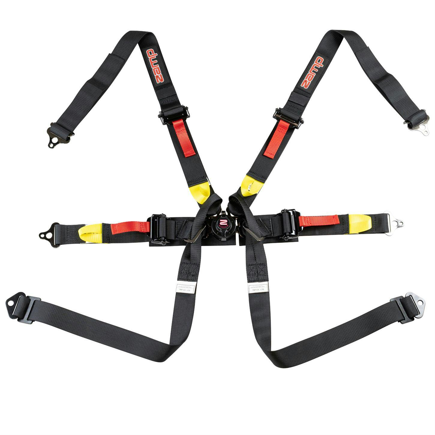 Zamp HARN04F003 6 Point Race Seat Harness, 2 Inch, Black, FIA