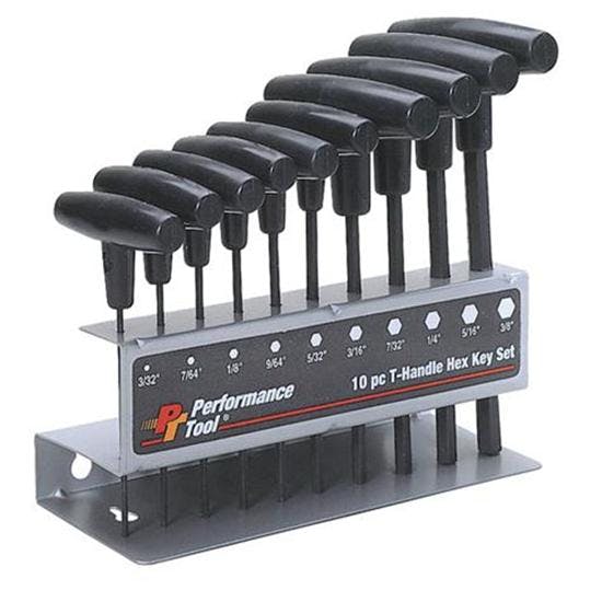 Performance Tool W80274 T-Handle Hex Key Allen Wrench Set, 10-Piece SAE
