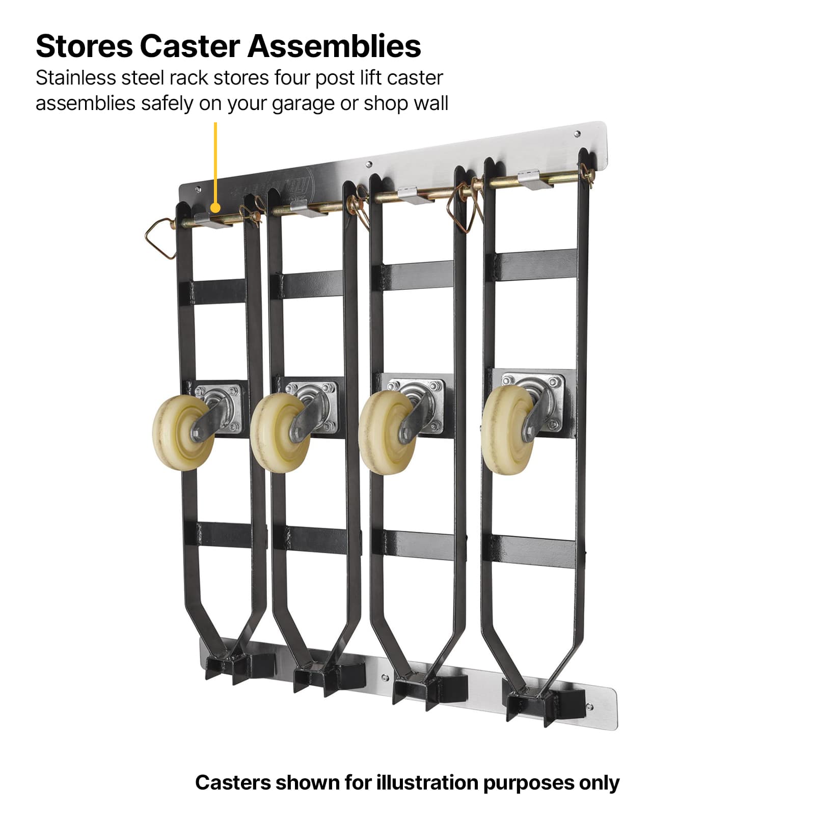 Speedway Motors Four Post Lift Caster Storage Rack, 304 Stainless
