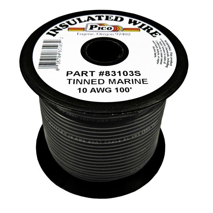 Pico 83103S Black 10 AWG Marine Wire, 100 Foot Spool