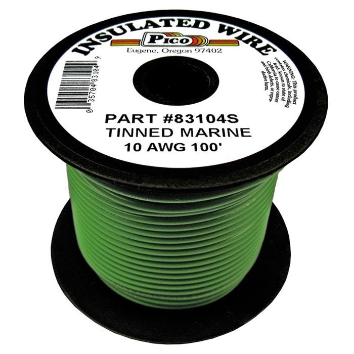 Pico 83104S Green 10 AWG, Marine Wire, 100 Foot Spool