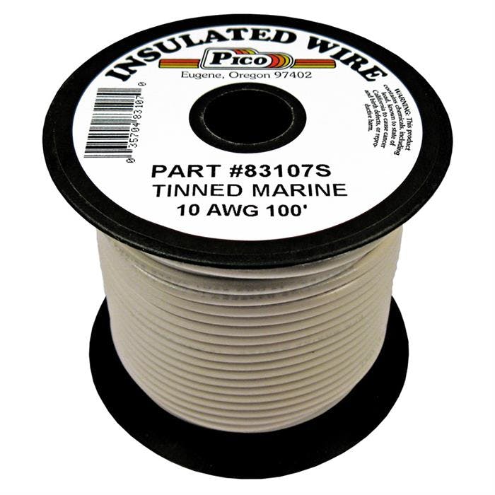 Pico 83107S White 10 AWG, Marine Wire, 100 Foot Spool