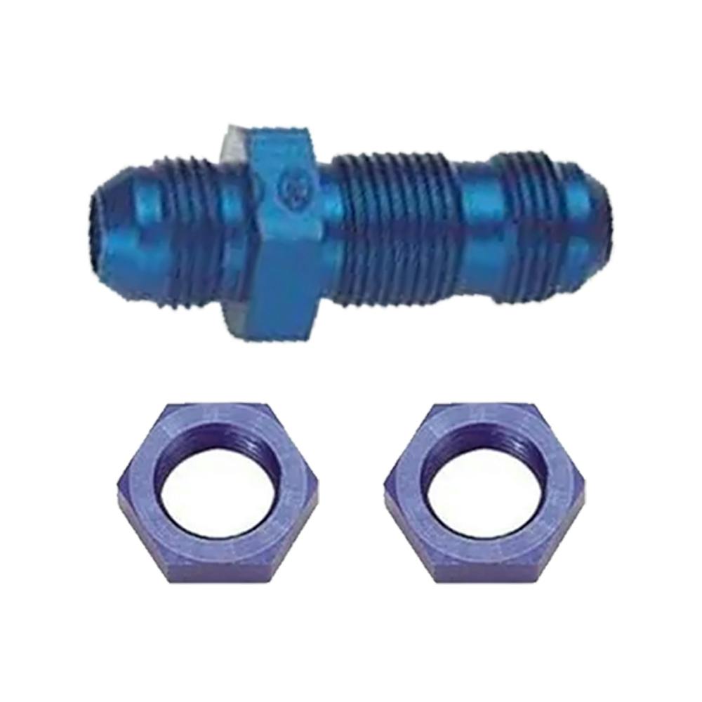 Speedway Straight Bulkhead Fitting Kit, -3 AN, Blue