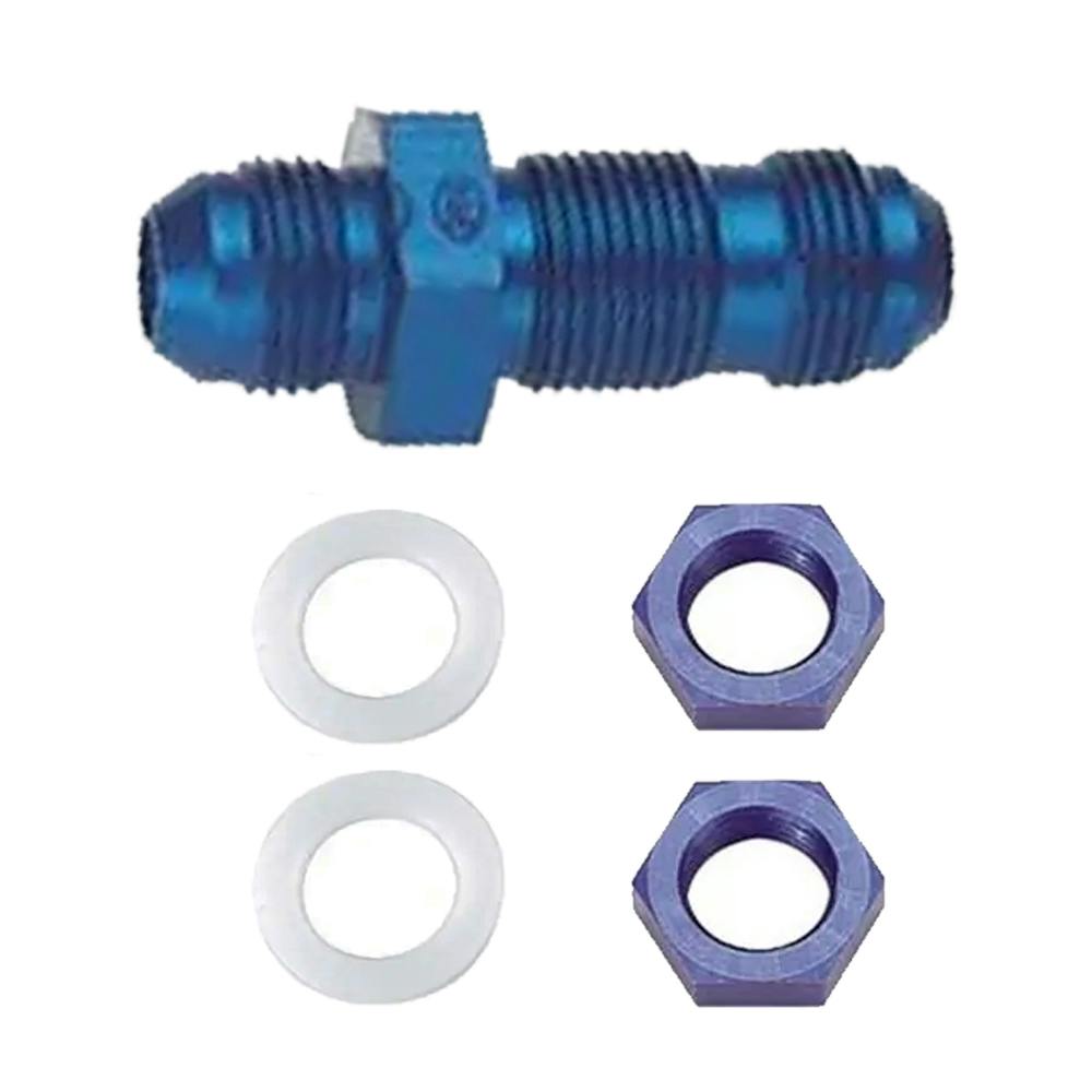 Speedway Straight Bulkhead Fitting Kit, -6 AN, Blue