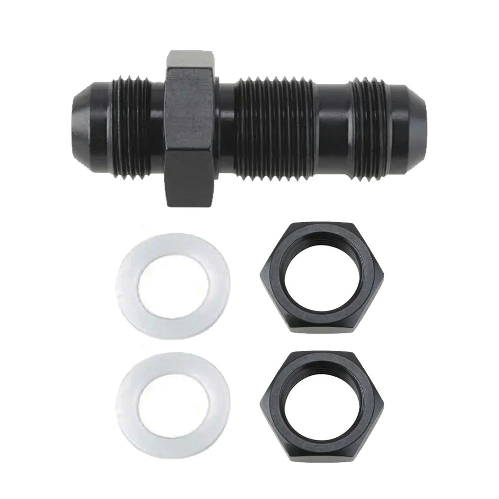 Speedway Straight Bulkhead Fitting Kit, -6 AN, Black