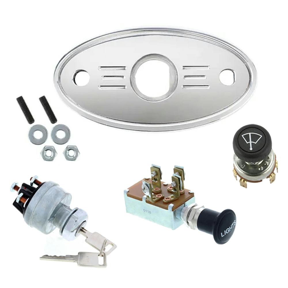 Polished Aluminum Oval Switch Plate Kit without LED Indicators